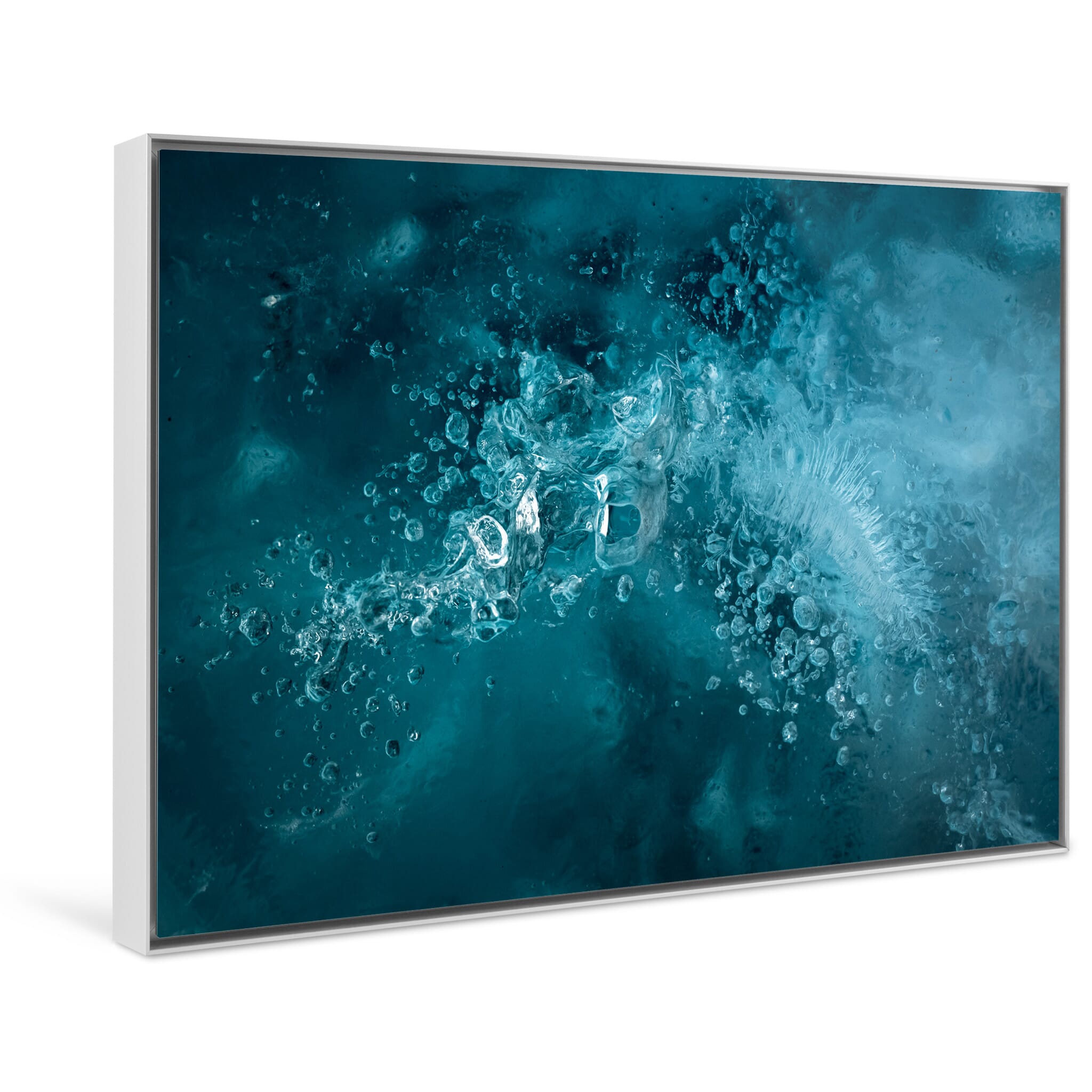Framed photo print of scientific ice formations showing microstructures in glacial ice