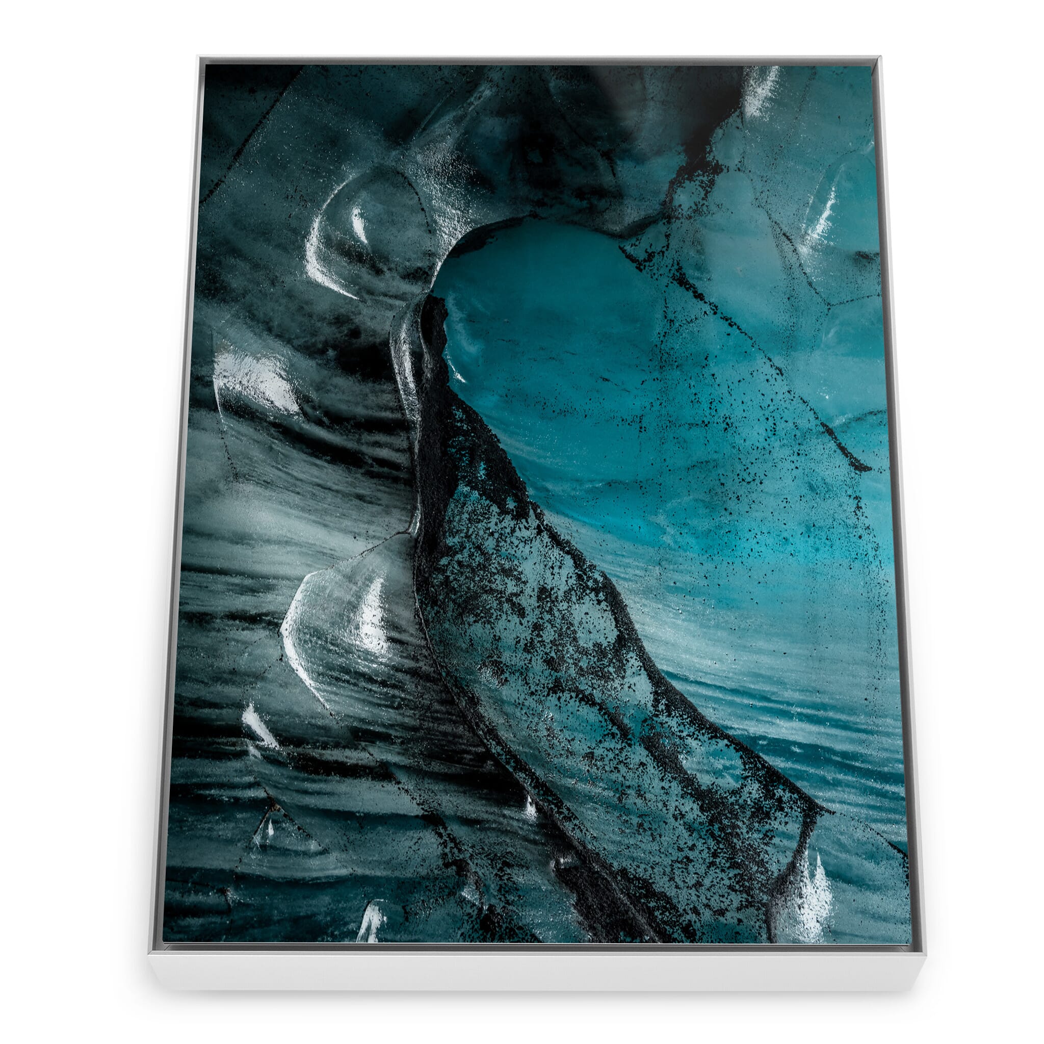 Framed photo print of natural ice architecture deep within Iceland’s glaciers
