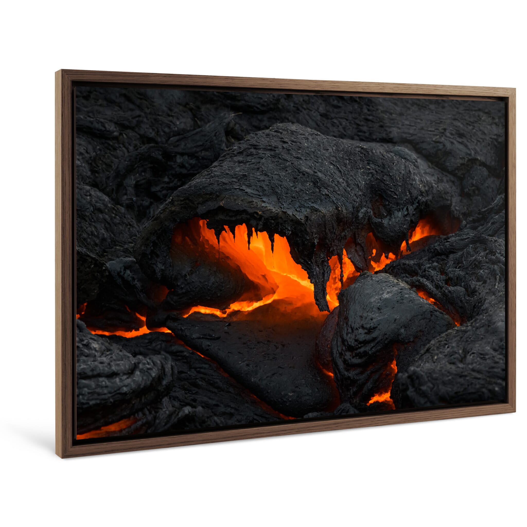 Framed photo print of abstract volcanic textures captured during eruption
