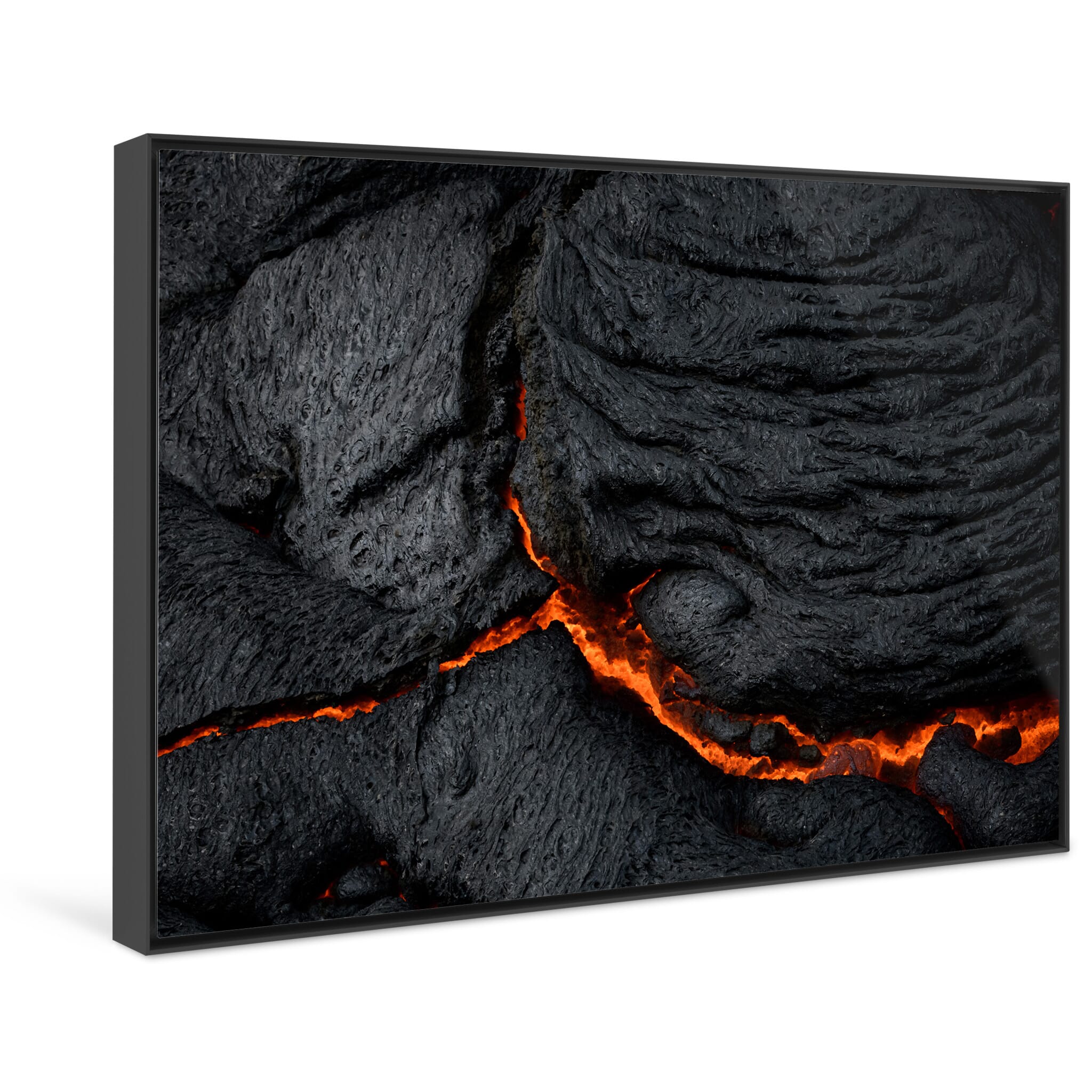 Framed photo print of intense heat patterns and flowing lava textures