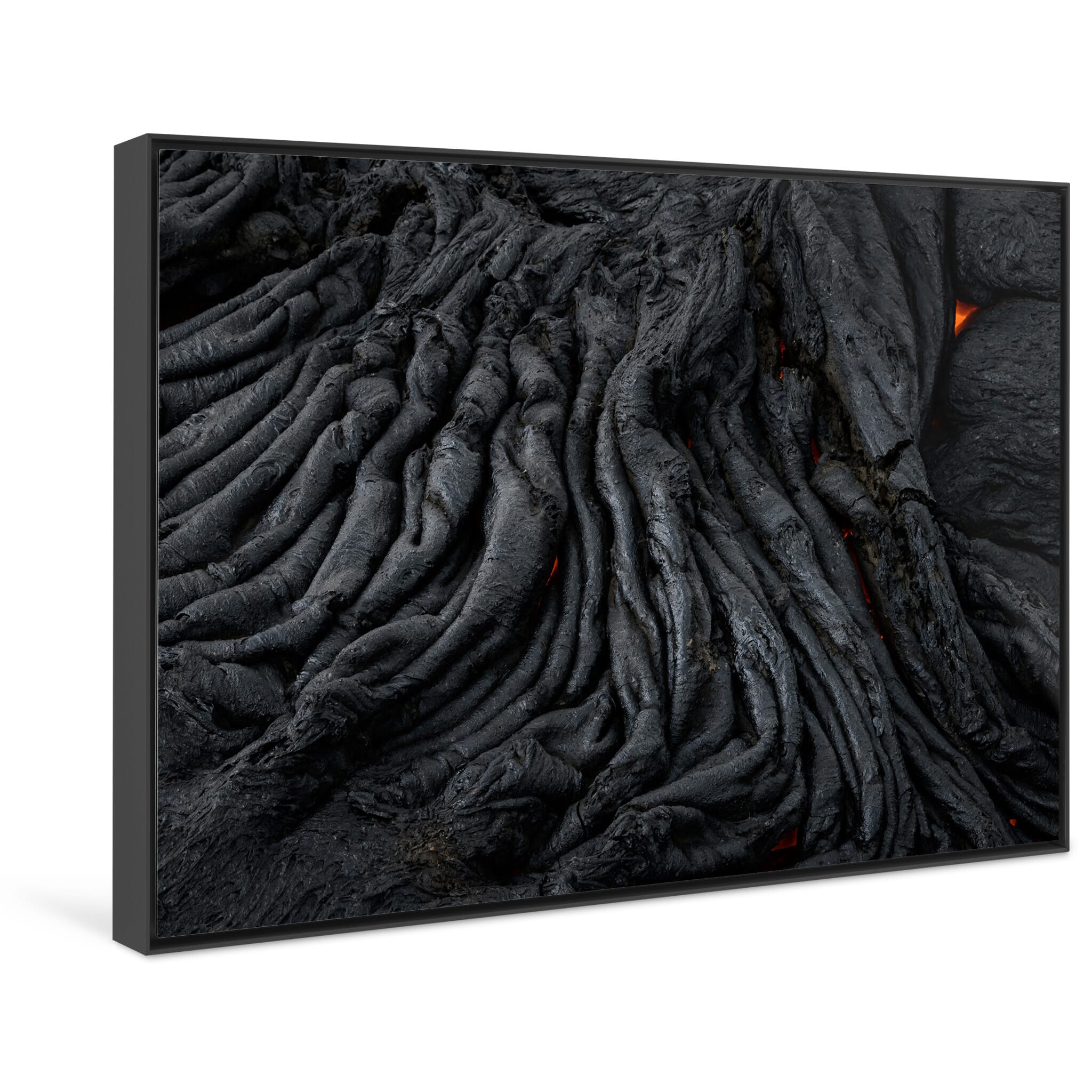 Framed photo print of abstract patterns in solidified lava surface