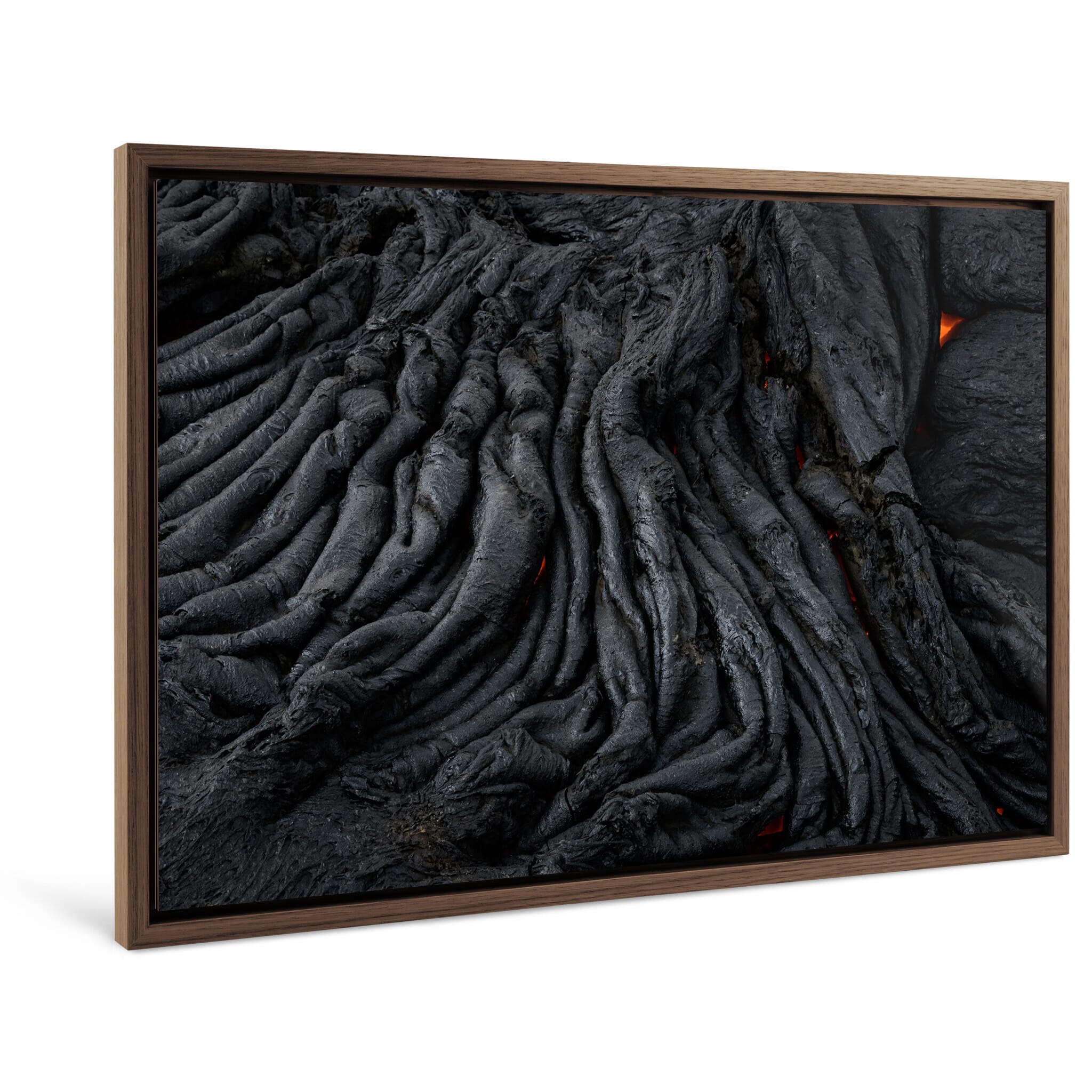Framed photo print of layered cooled lava captured in Nátthagi valley