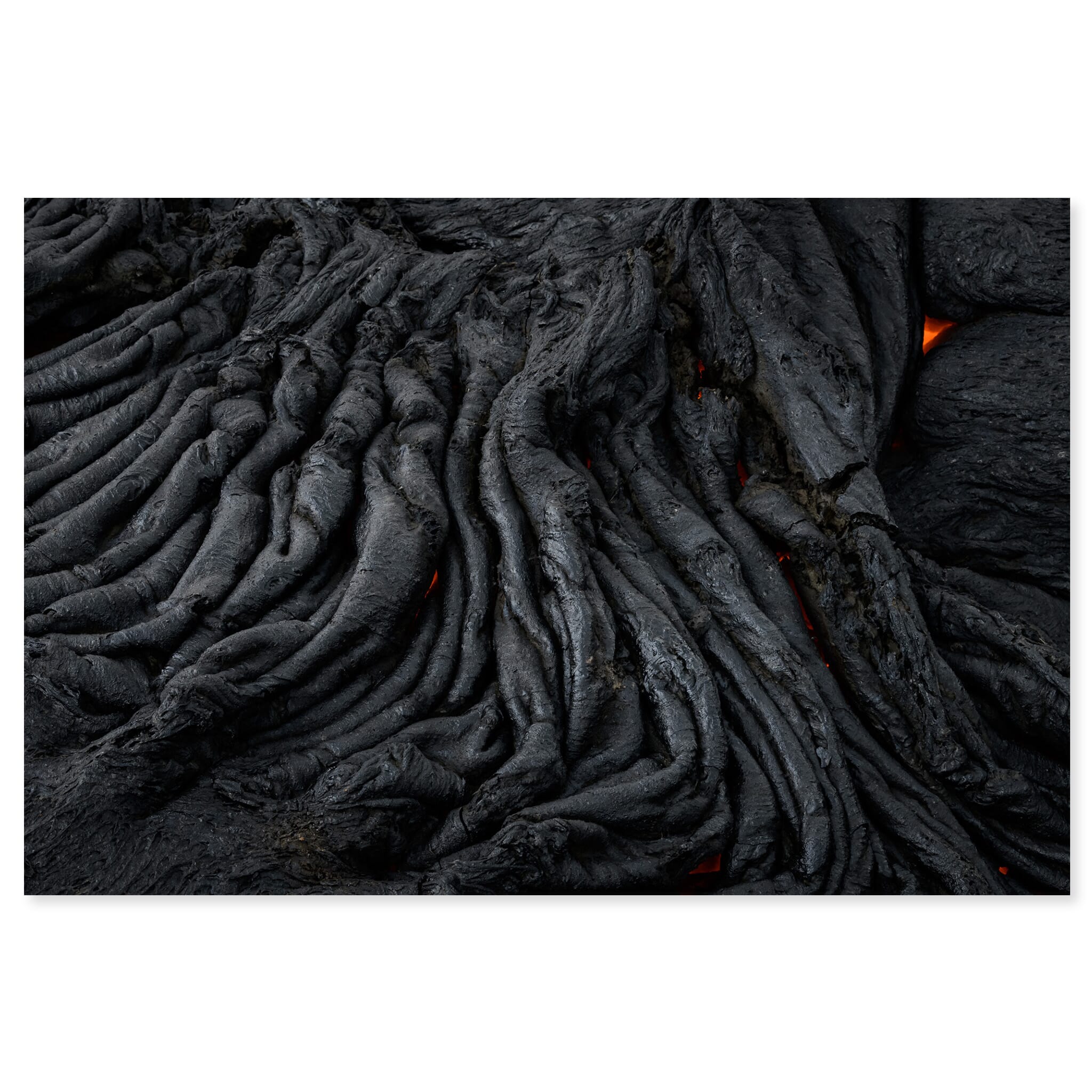 Fine art print of cooled volcanic lava with intricate surface textures in Iceland