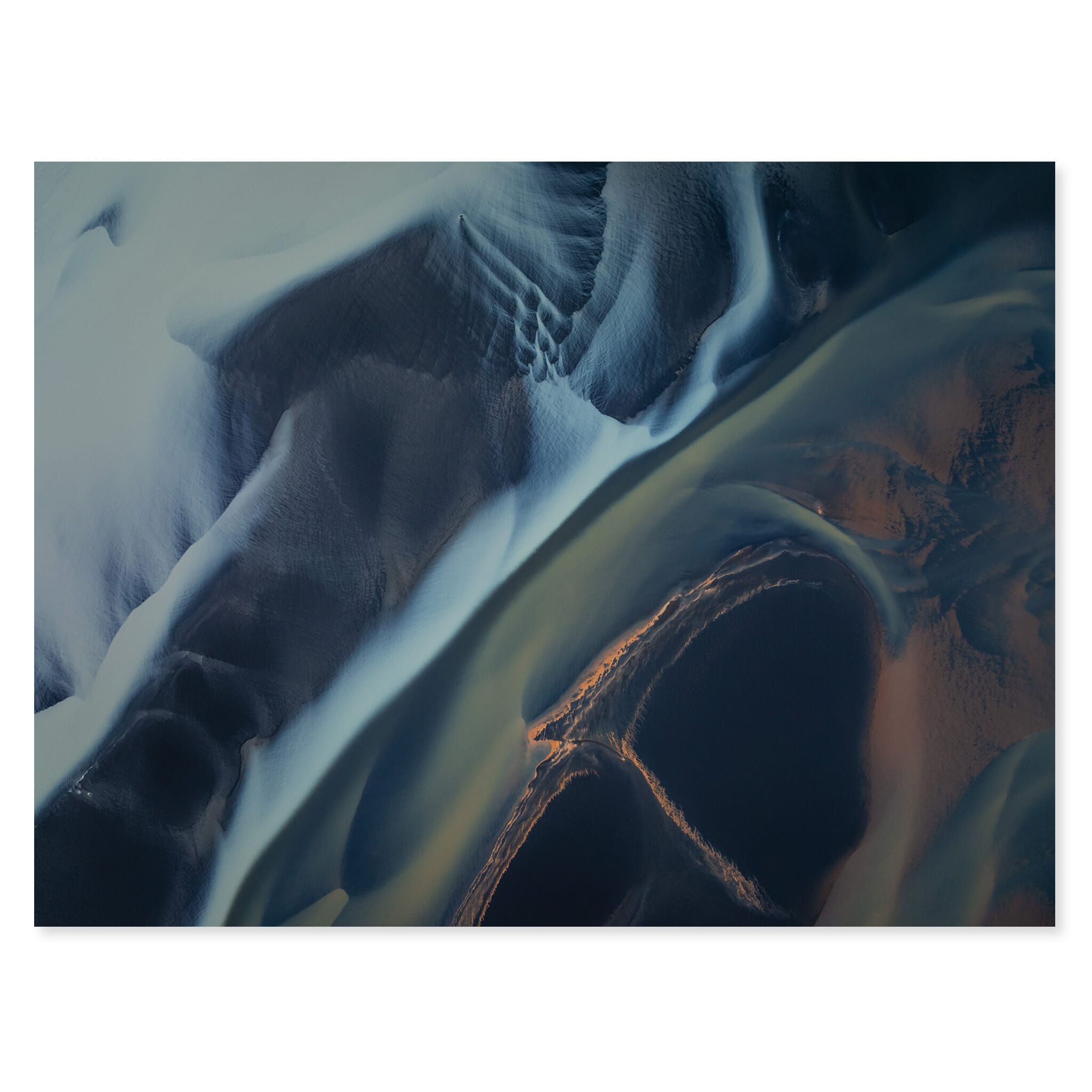 Fine art print of the Þjórsá River’s milky glacial waters mixing with coastal minerals