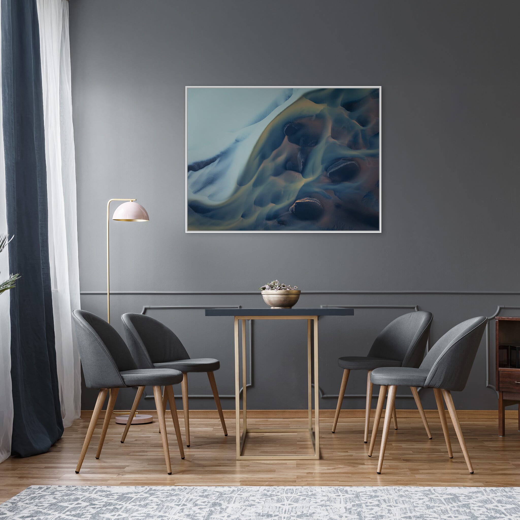 Modern room with framed landscape photography by Jan Erik Waider