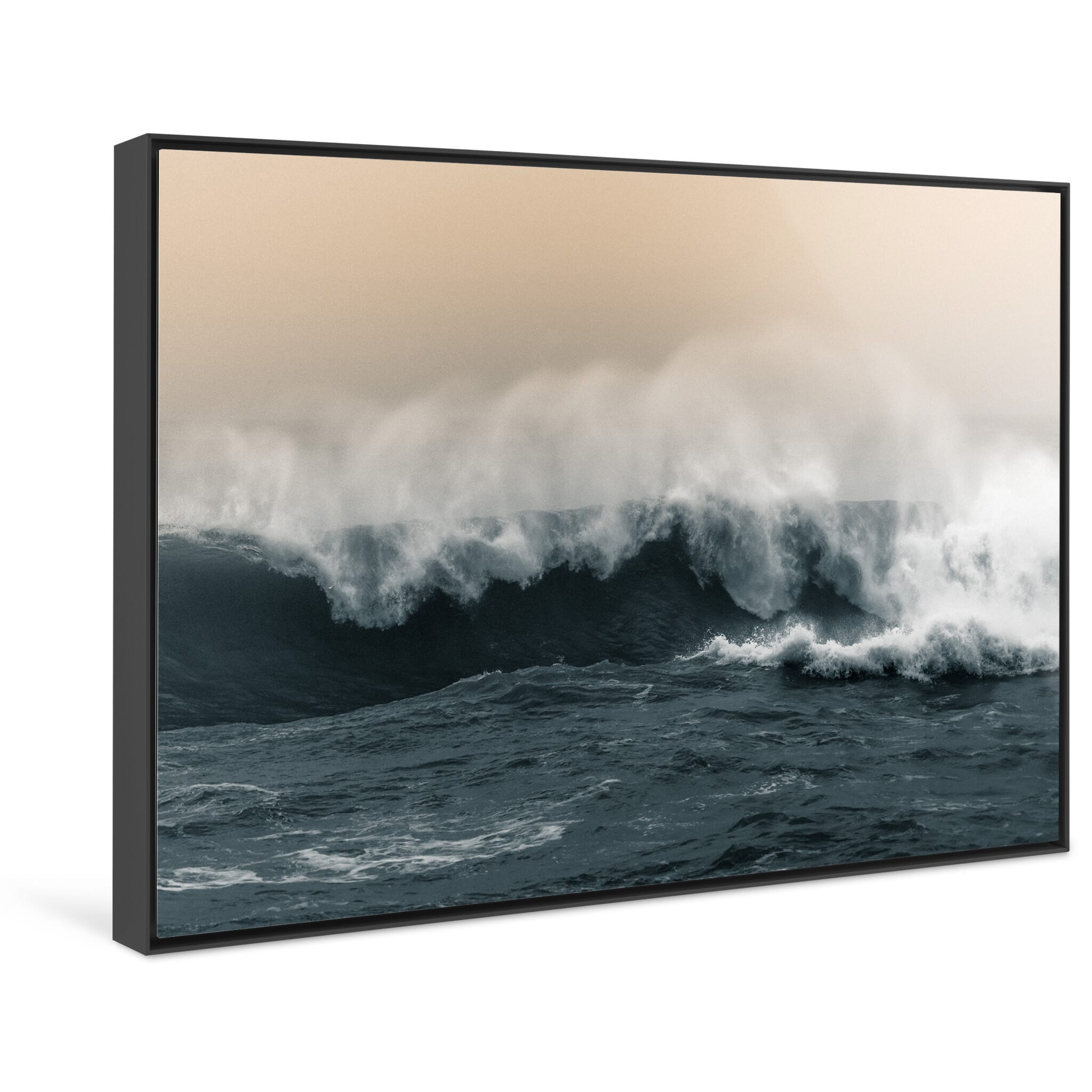 Framed photo print of sea motion and light in quiet winter mood