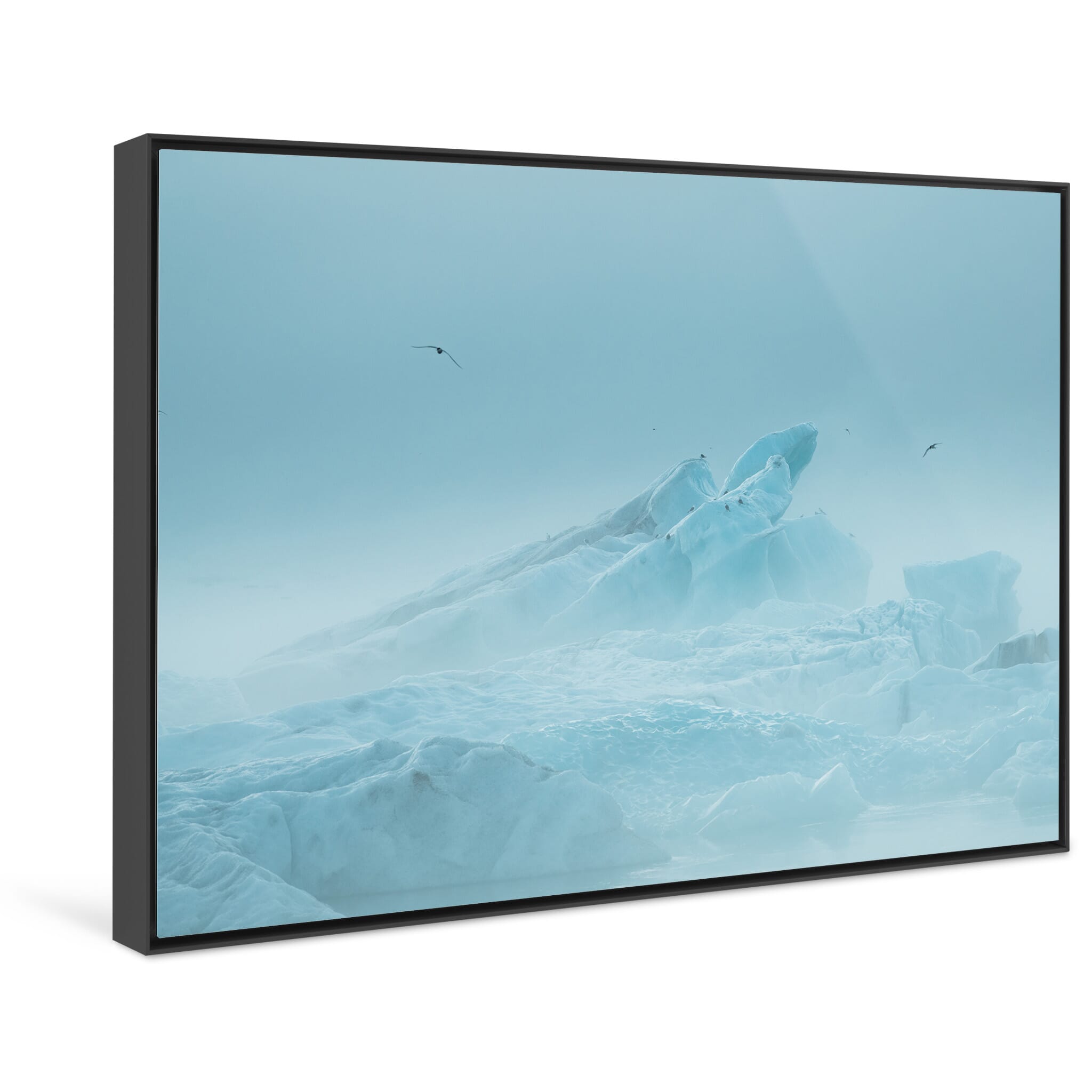 Framed photo print of serene iceberg scene at Jökulsárlón glacier lagoon Iceland