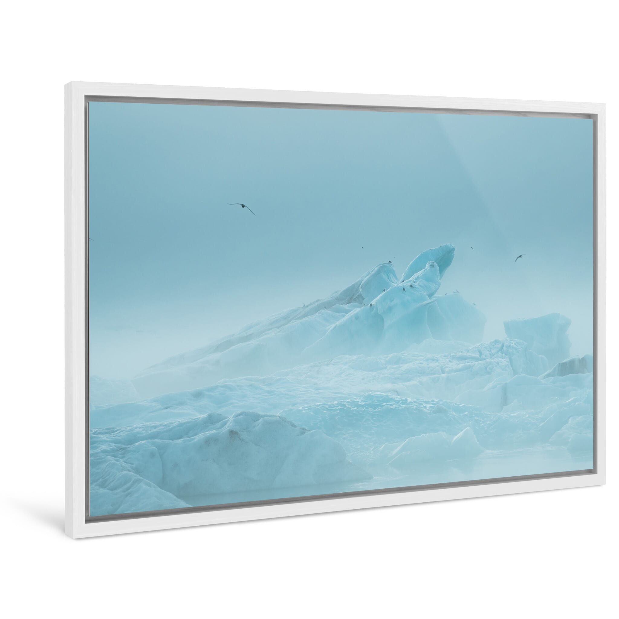 Framed photo print of serene iceberg scene at Jökulsárlón glacier lagoon Iceland