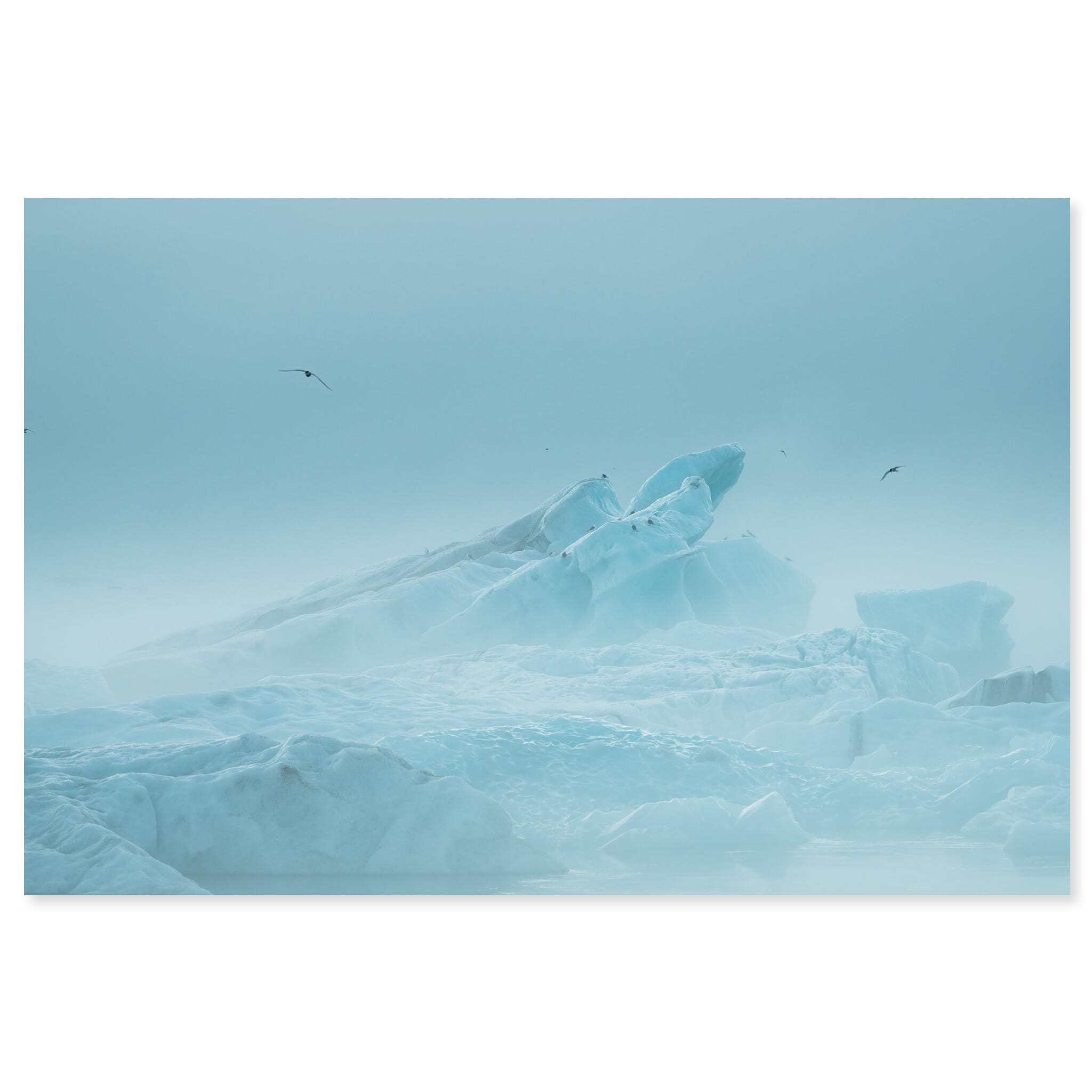 Fine art print of Jökulsárlón glacier lagoon in Iceland with icebergs and soft fog