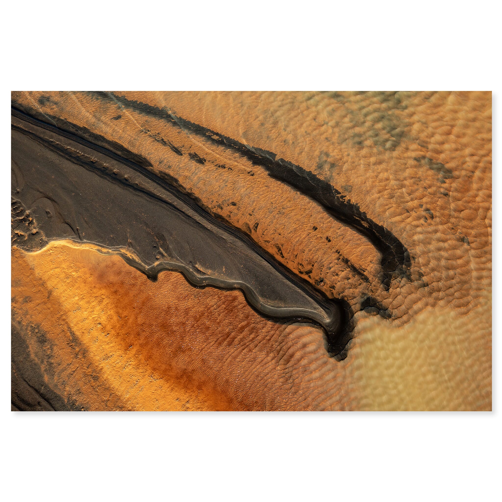 Fine art print of aerial view of sulfur-rich rivers on Iceland’s south coast