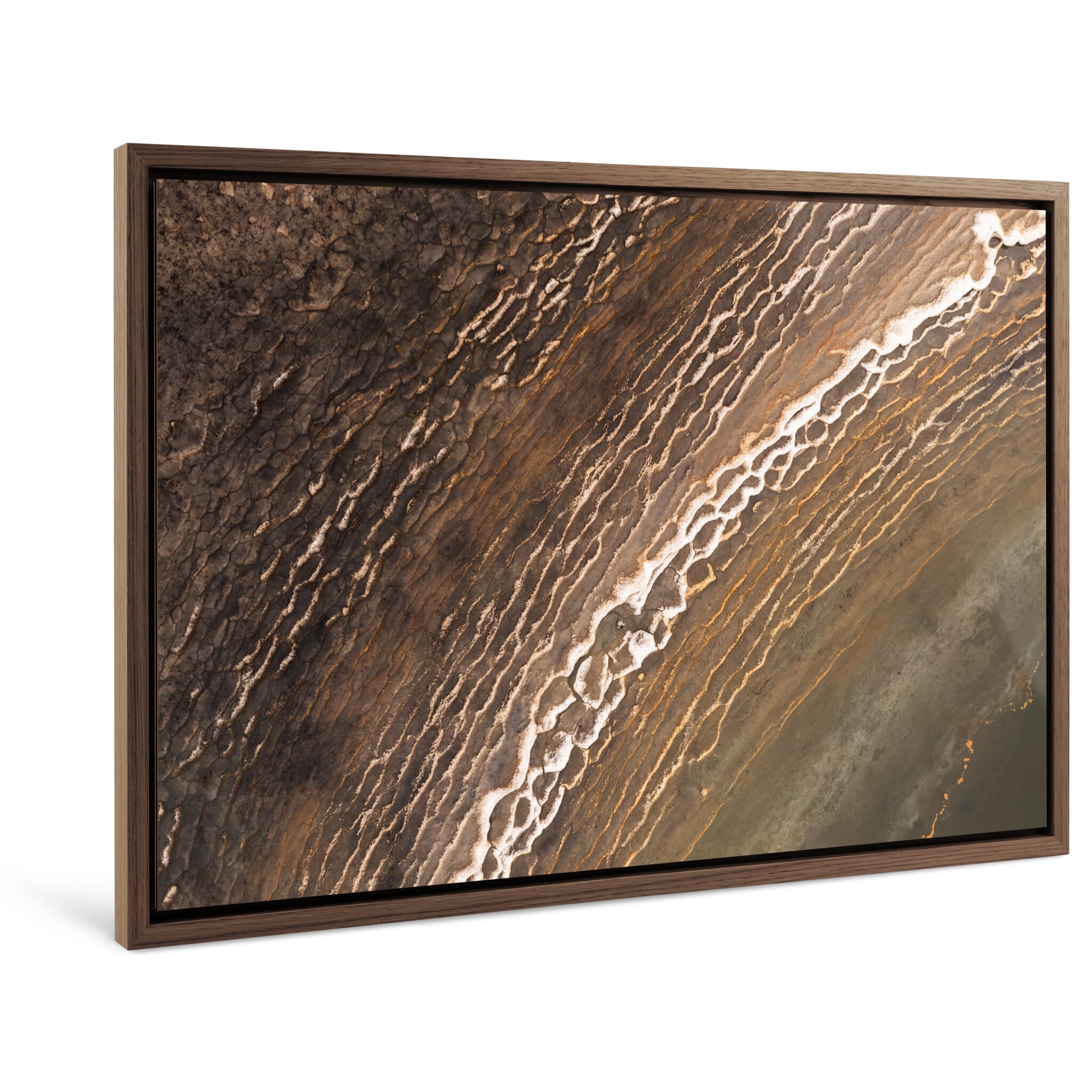 Framed photo print of isolated ice pools formed during a sudden cold snap