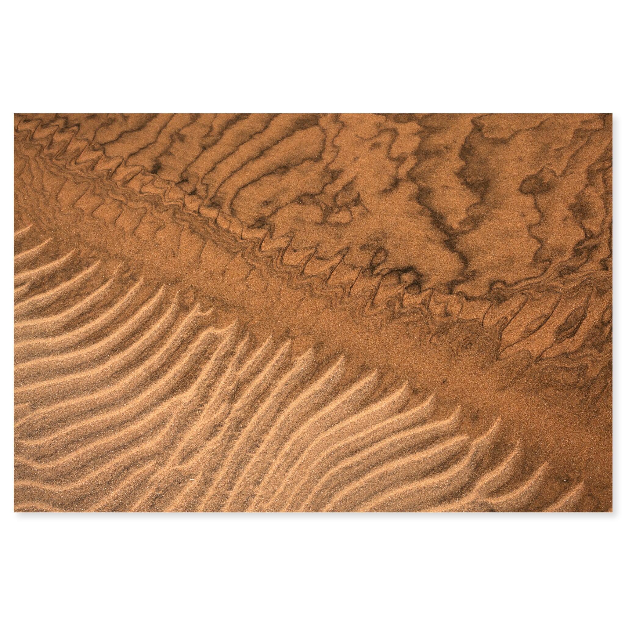 Fine art print of close-up sand formations shaped by wind and water in Iceland