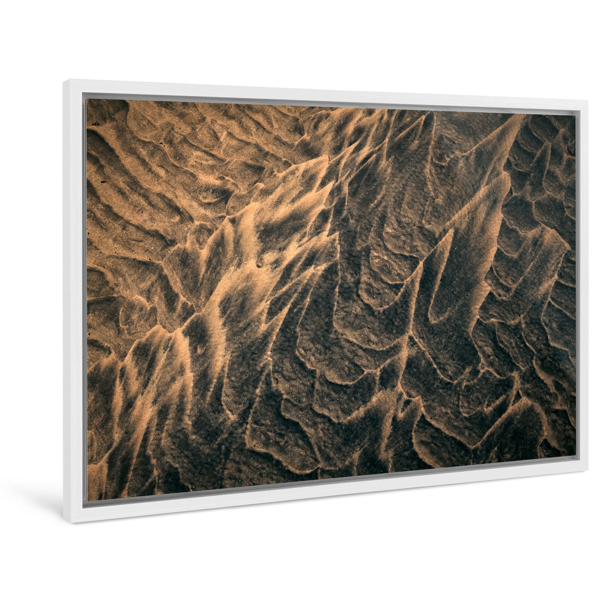 Framed photo print of contrasting sand formations along the Westfjords coast