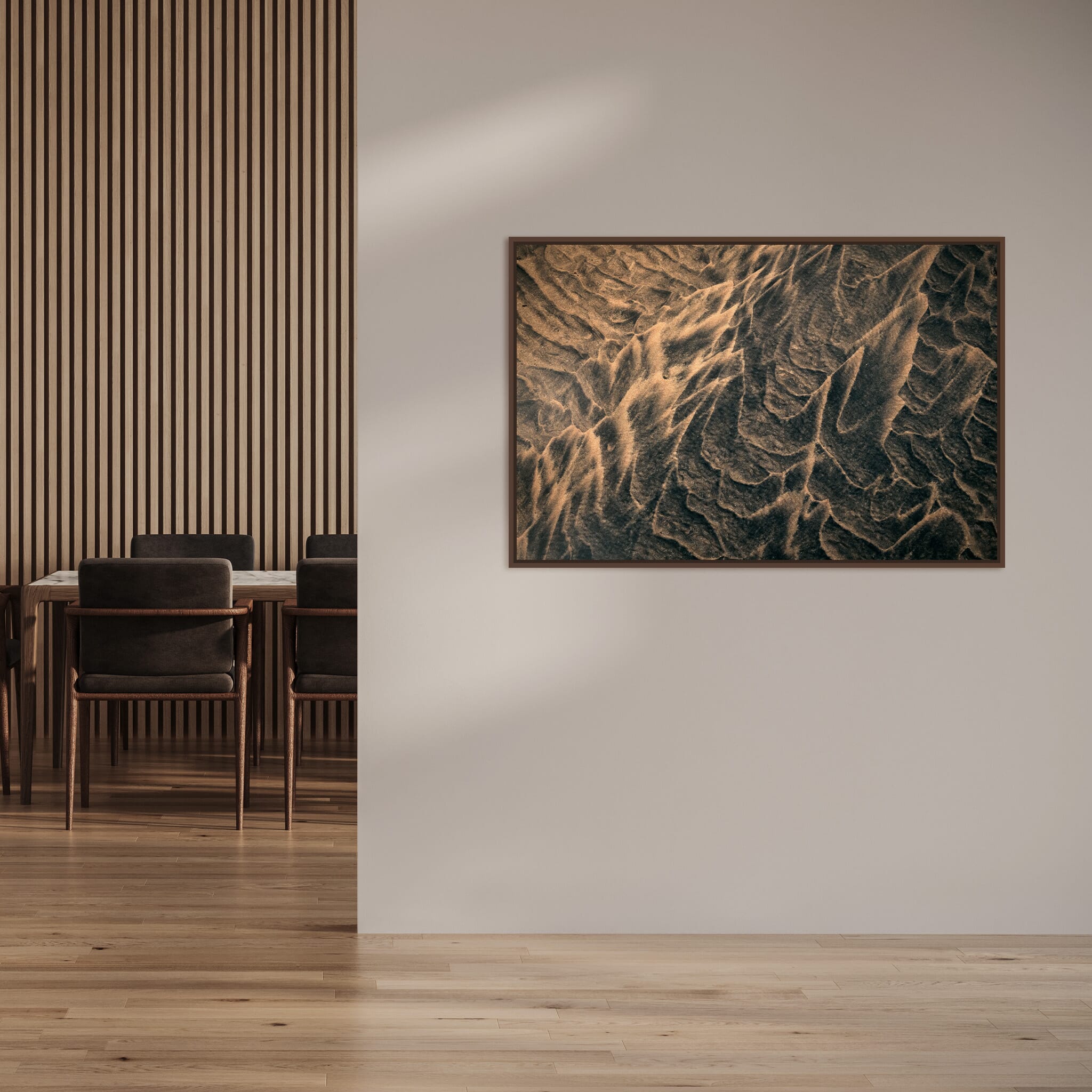 Modern room with framed landscape photography by Jan Erik Waider