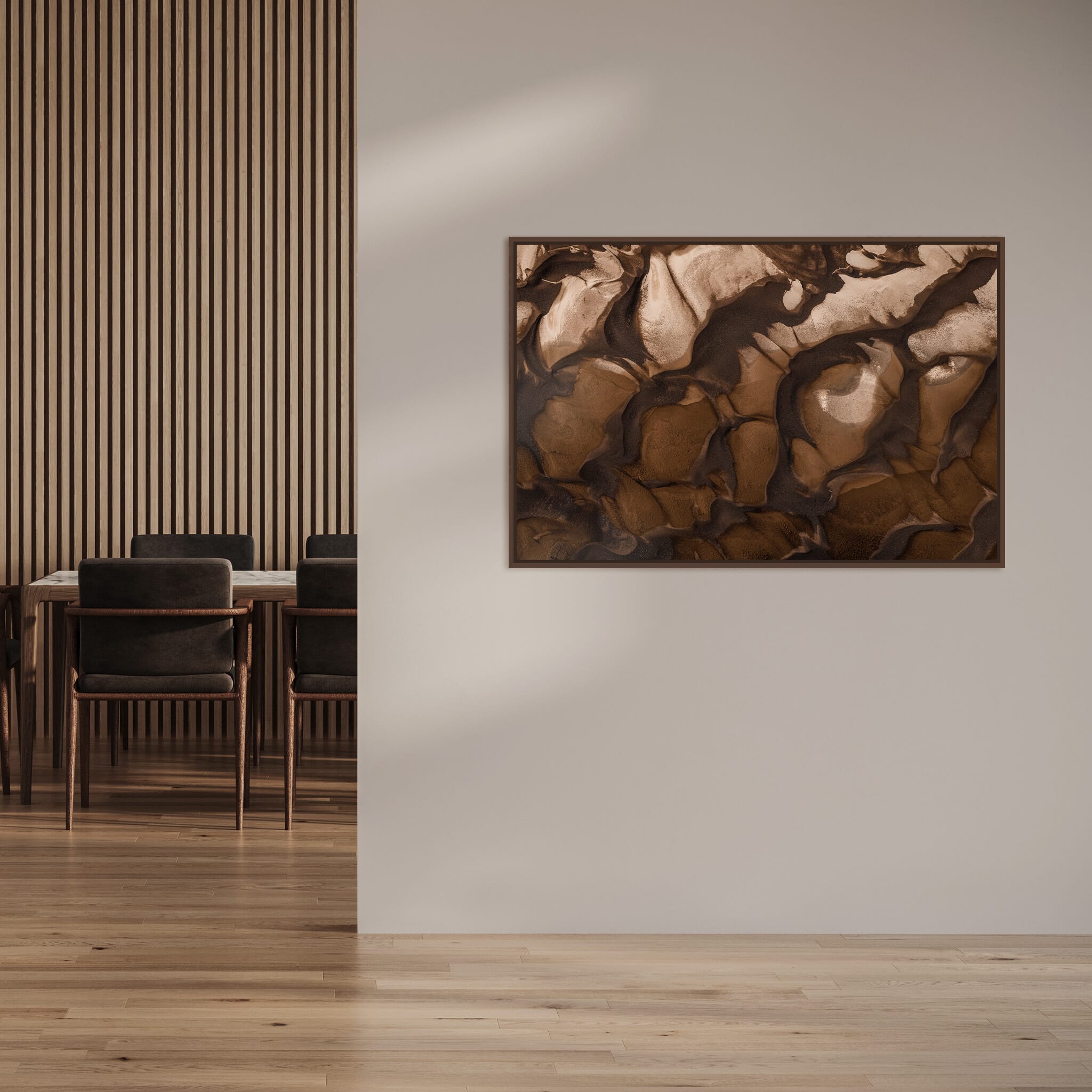 Modern room with framed landscape photography by Jan Erik Waider