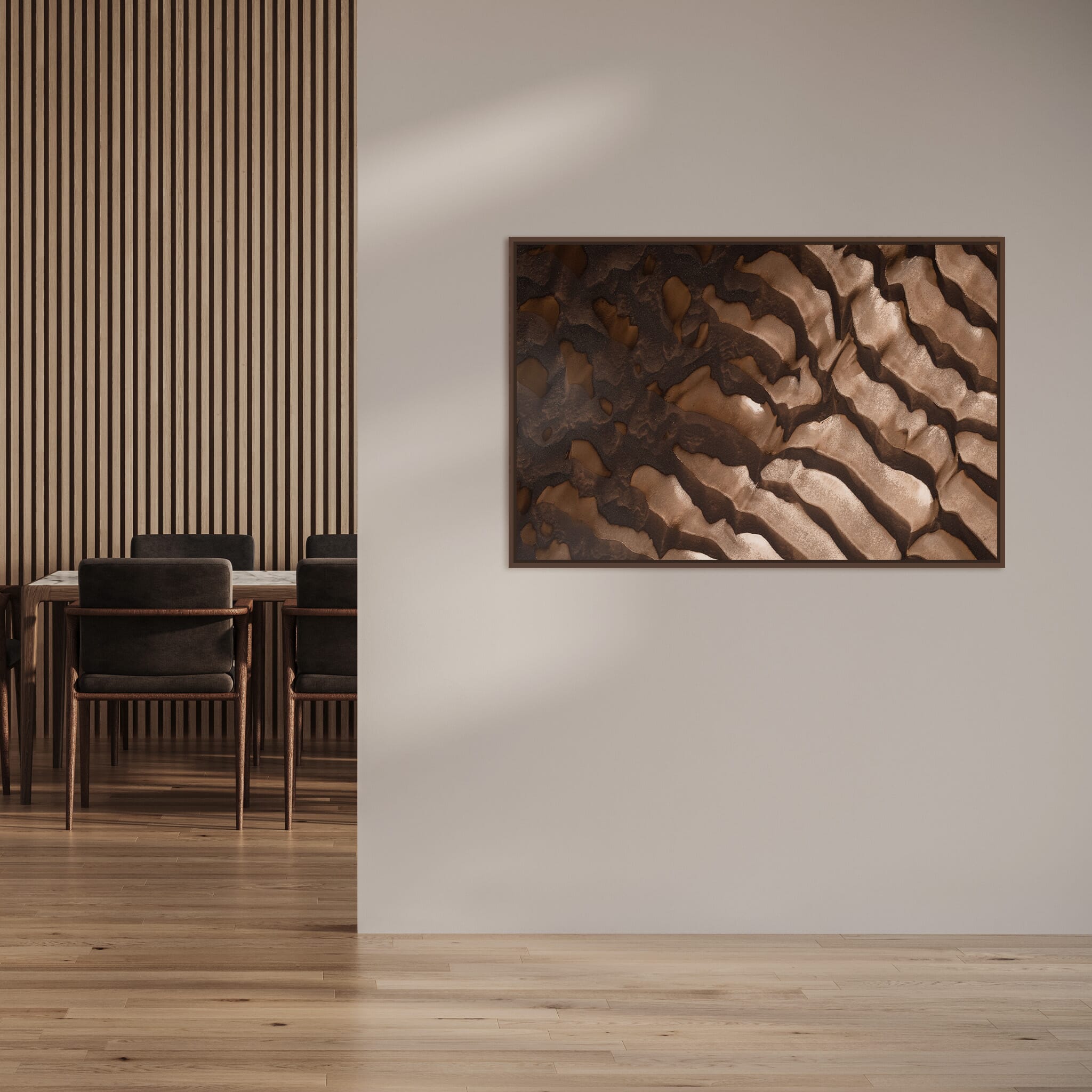 Modern room with framed landscape photography by Jan Erik Waider