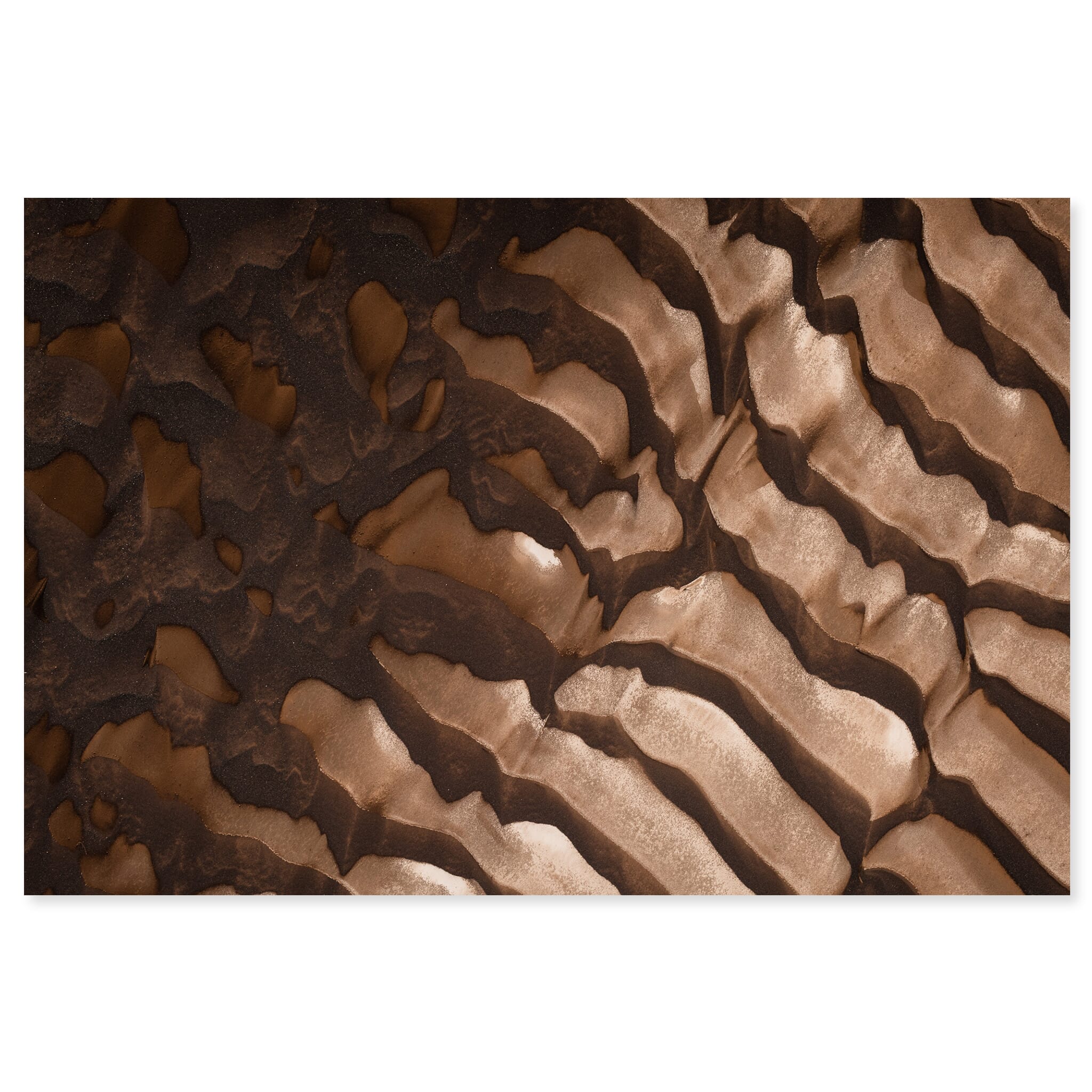 Fine art print of aerial view showing dried riverbed with branching patterns