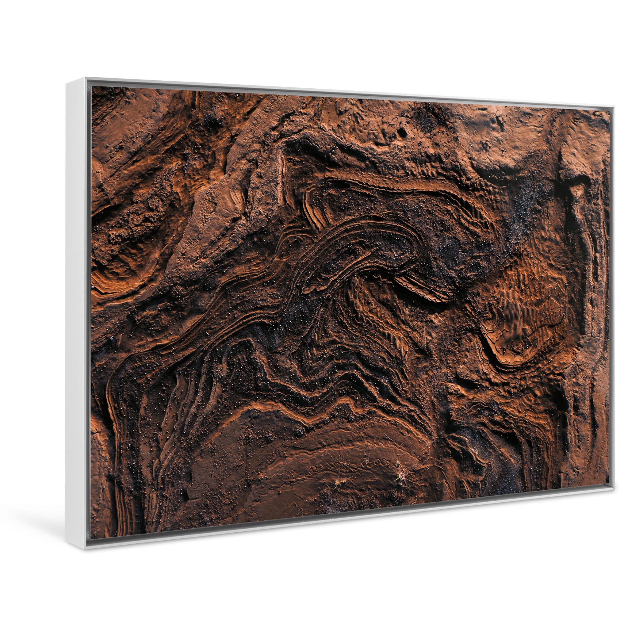 Framed photo print of natural surface textures resembling ancient remains in Iceland