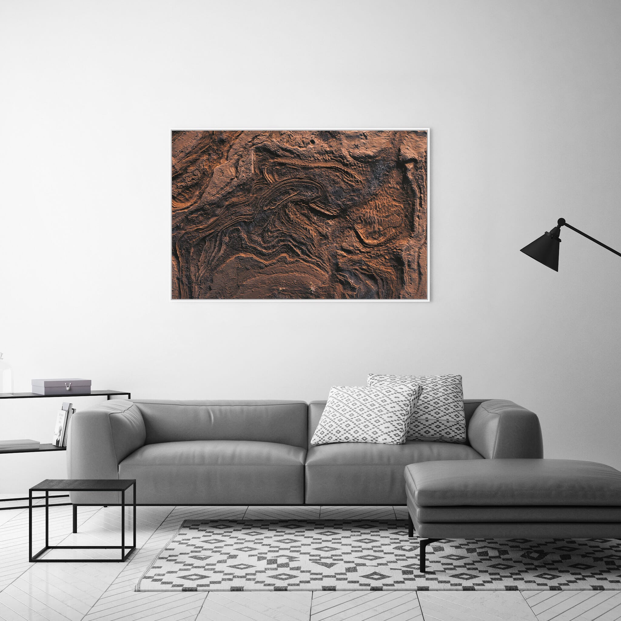 Modern room with framed landscape photography by Jan Erik Waider