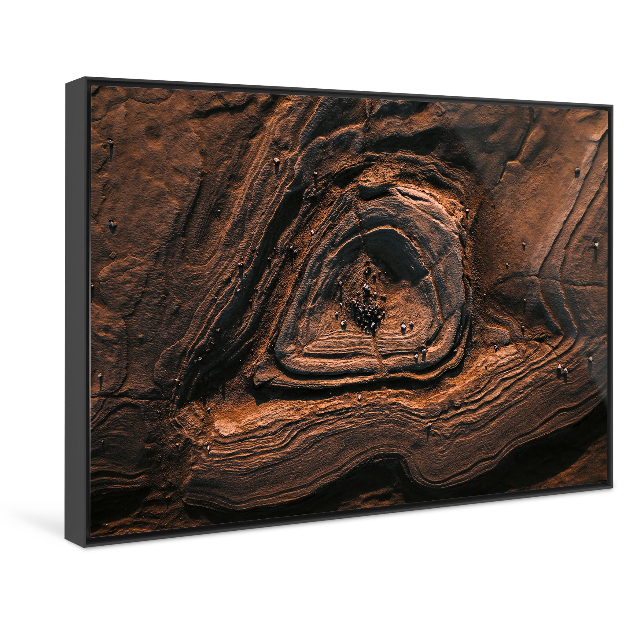 Framed photo print of glacial landscape in transition with organic and abstract patterns