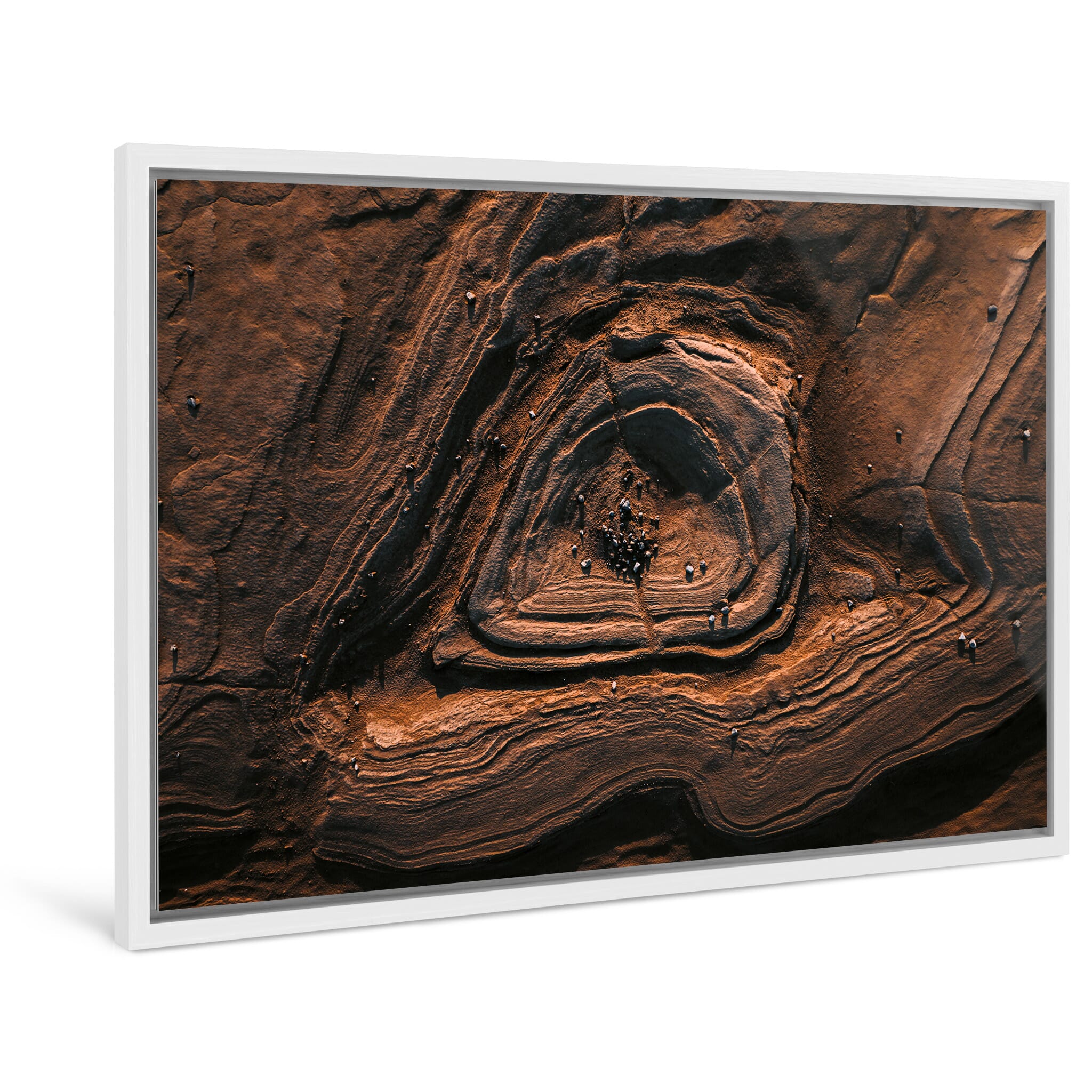 Framed photo print of Icelandic terrain marked by retreating glacier and sediment flow
