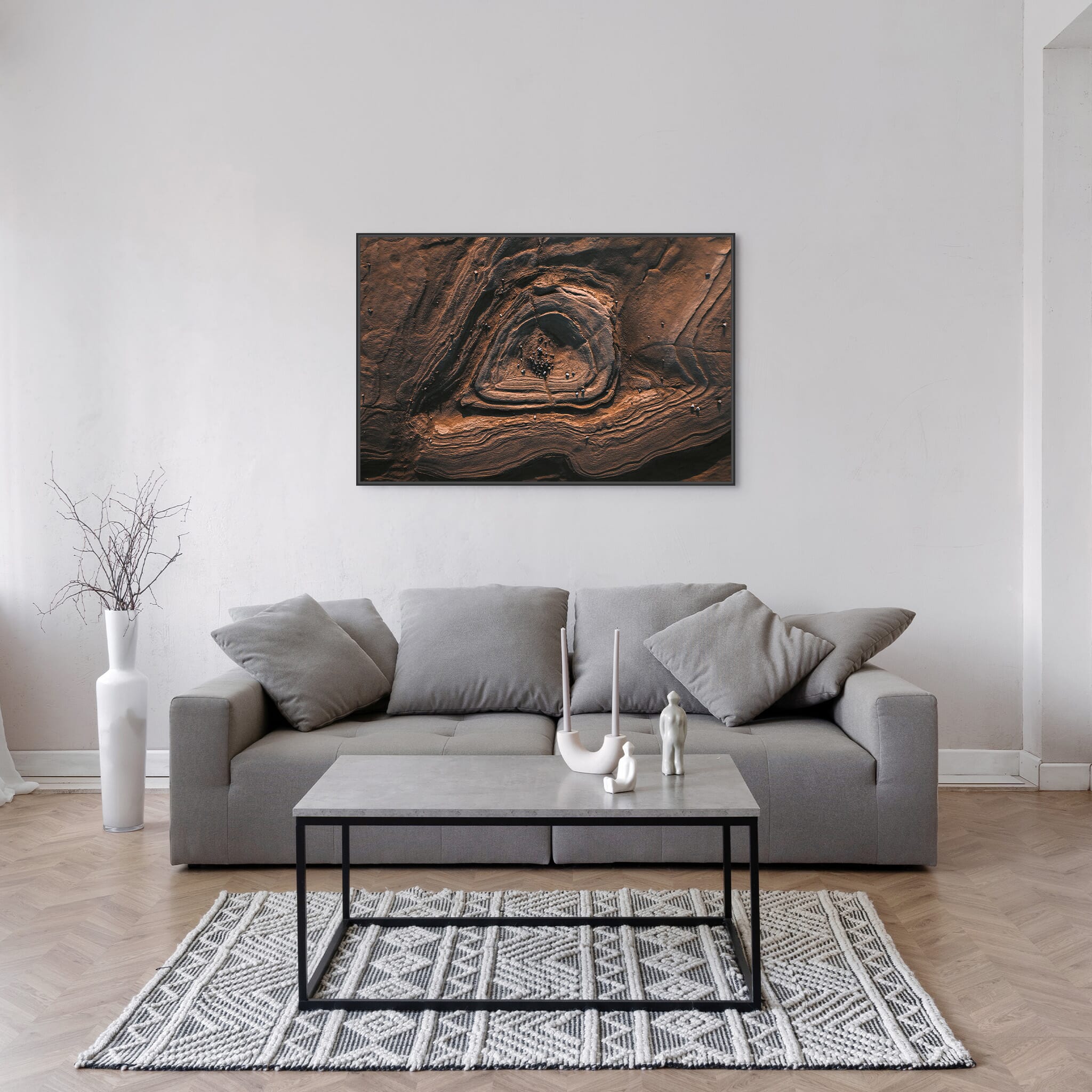 Modern room with framed landscape photography by Jan Erik Waider