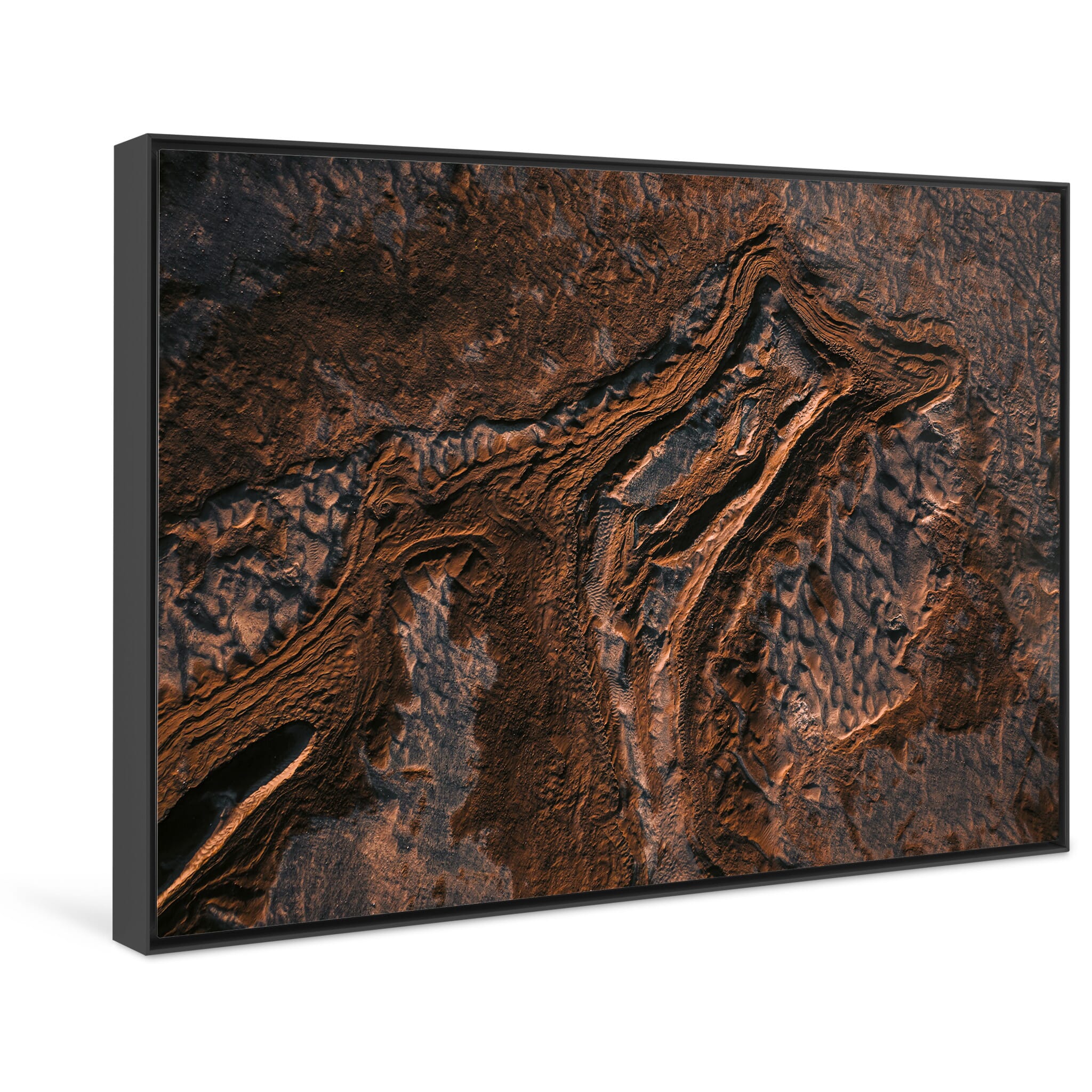 Framed photo print of glacial landscape in transition with organic and abstract patterns