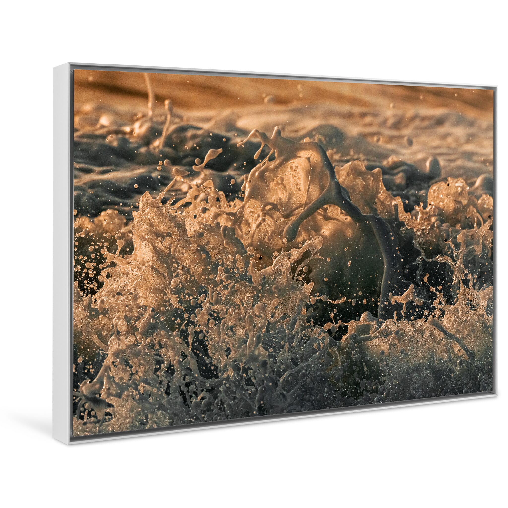 Framed photo print of precise wave patterns highlighting the interplay of sand and sea