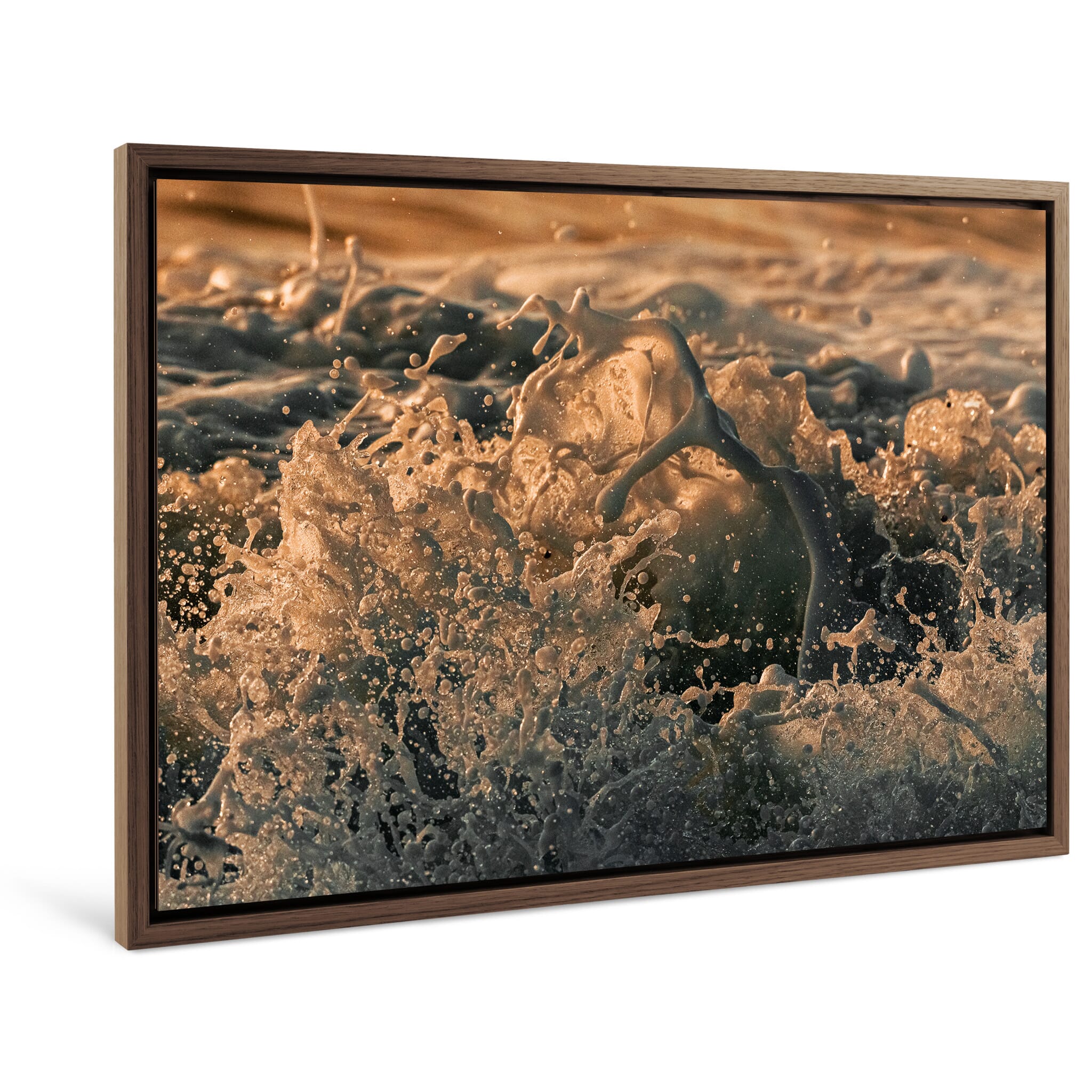 Framed photo print of closeup wave details capturing sea foam textures