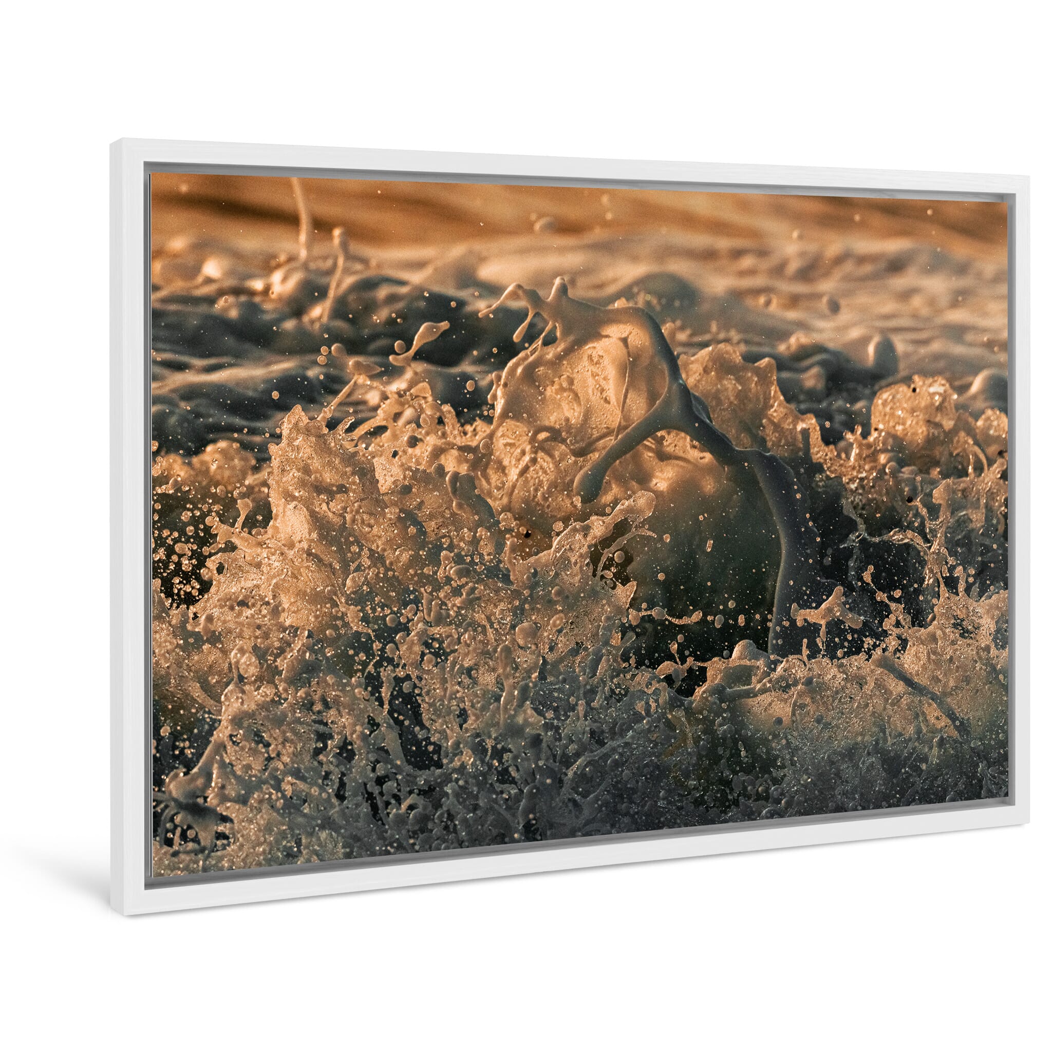 Framed photo print of closeup wave details capturing subtle sea foam textures