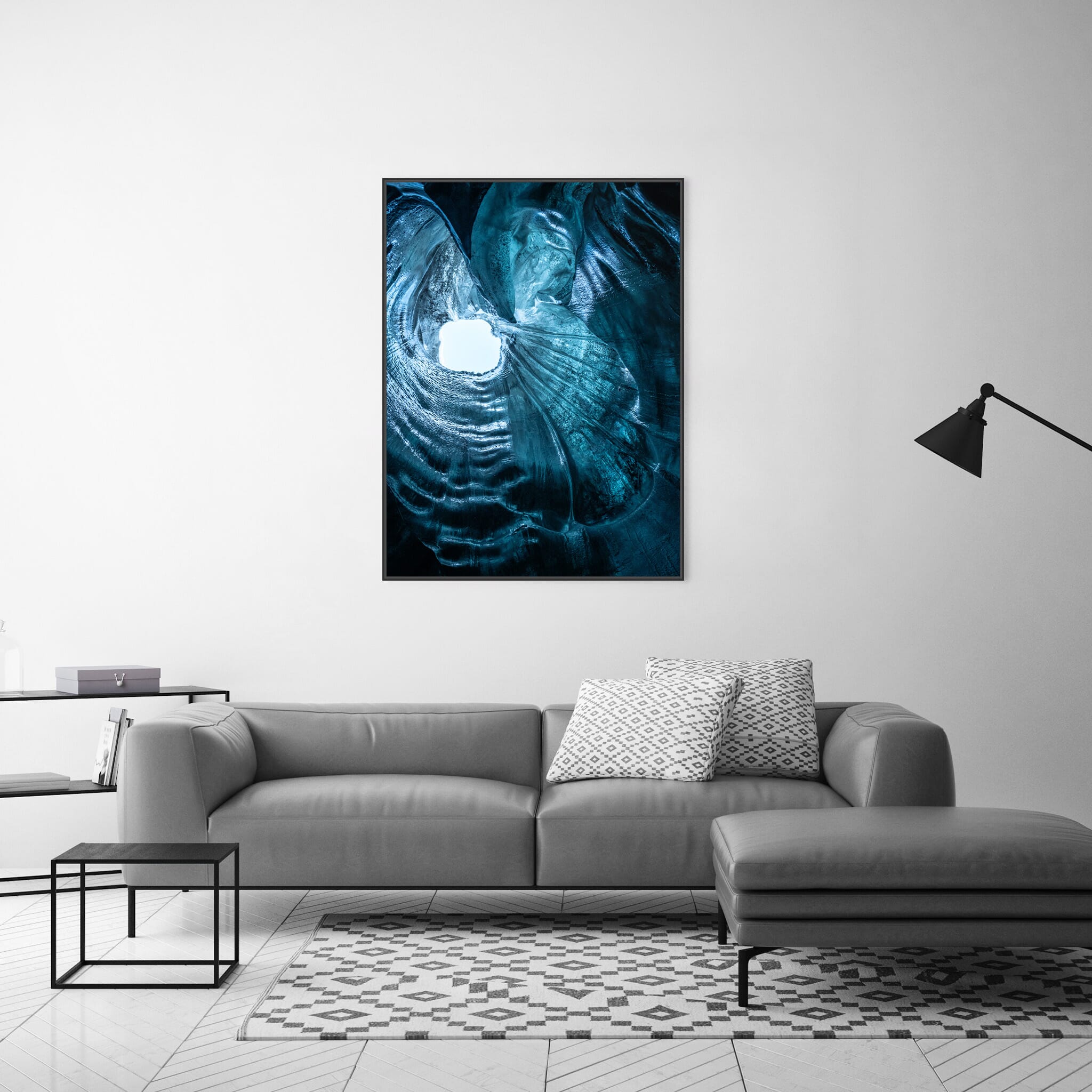 Modern room with framed landscape photography by Jan Erik Waider