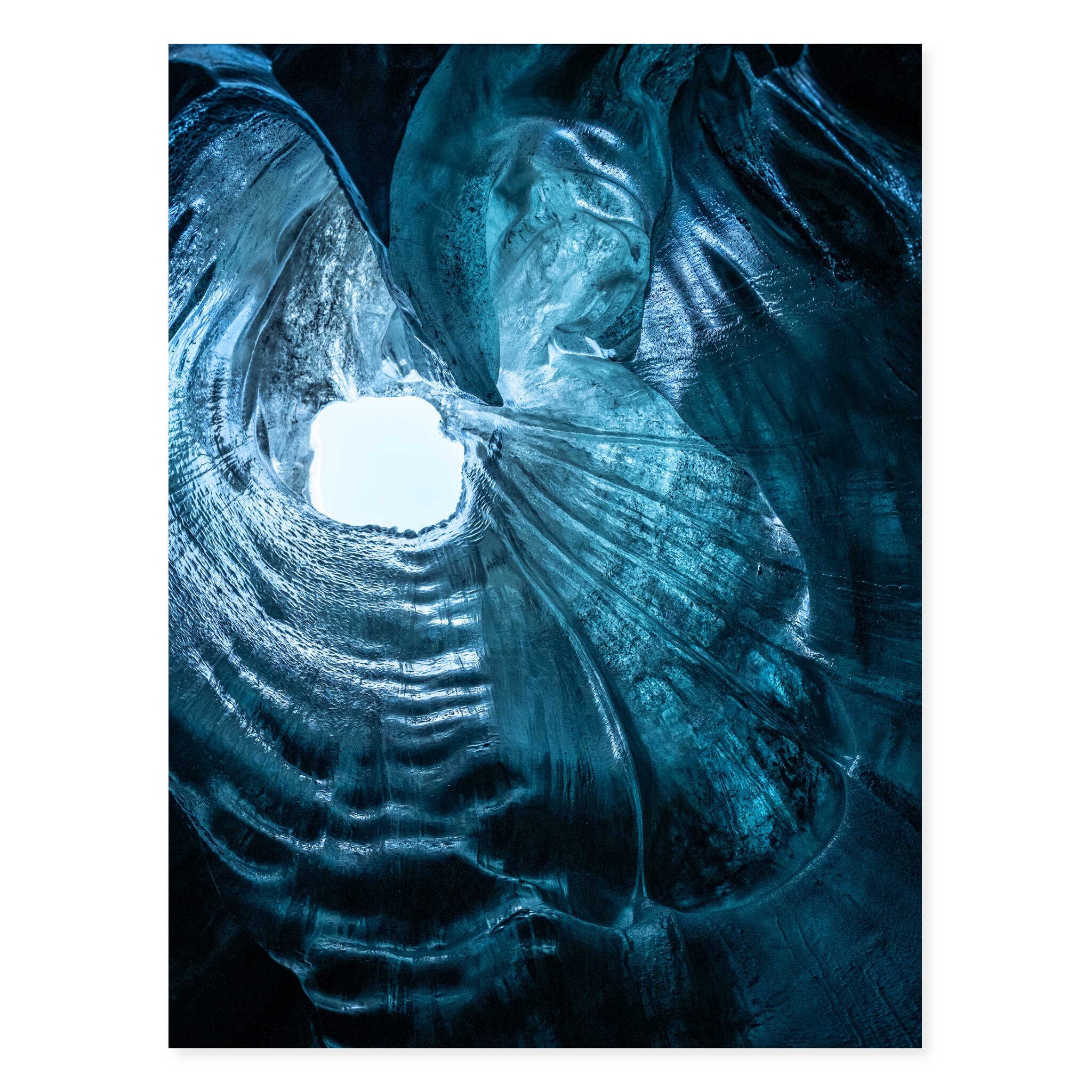 Fine art photo print of vibrant blue ice formations inside Breiðamerkurjökull glacier cave