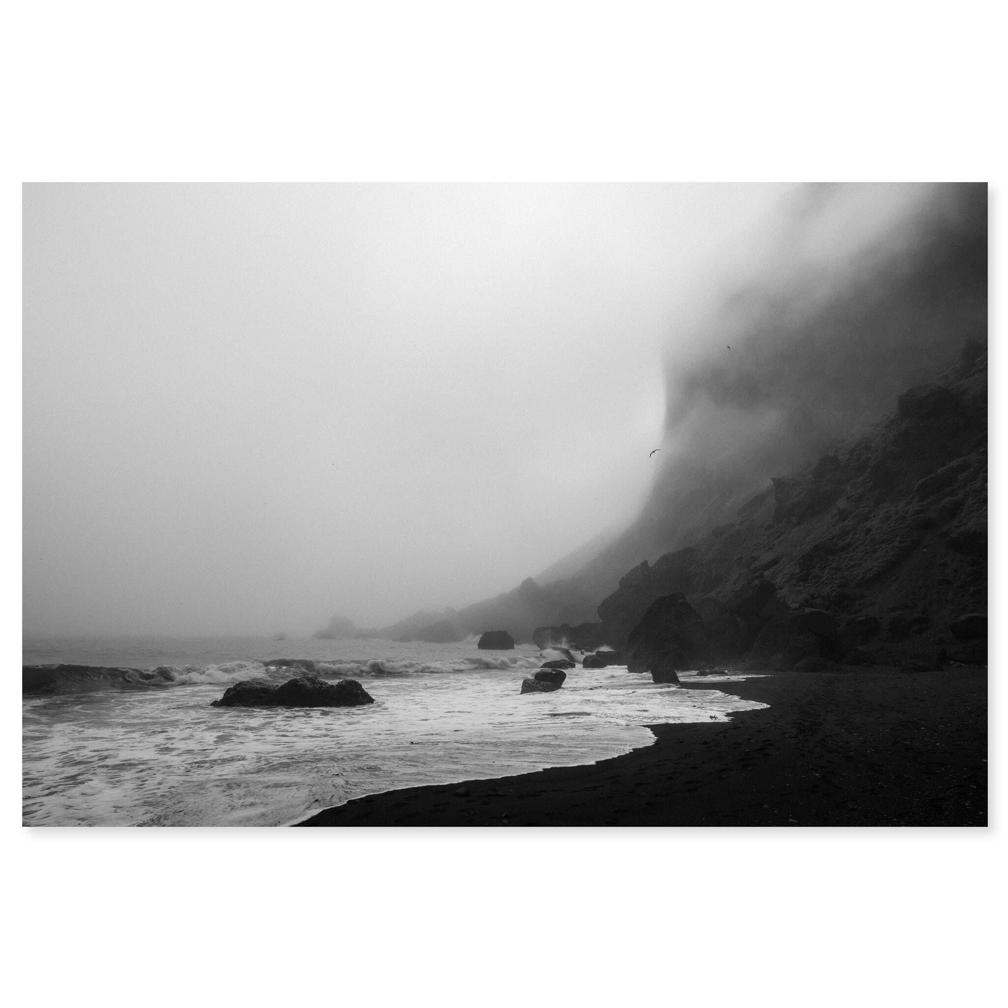 Fine art print of Icelandic coastline in Iceland with sea cliffs and thick coastal fog