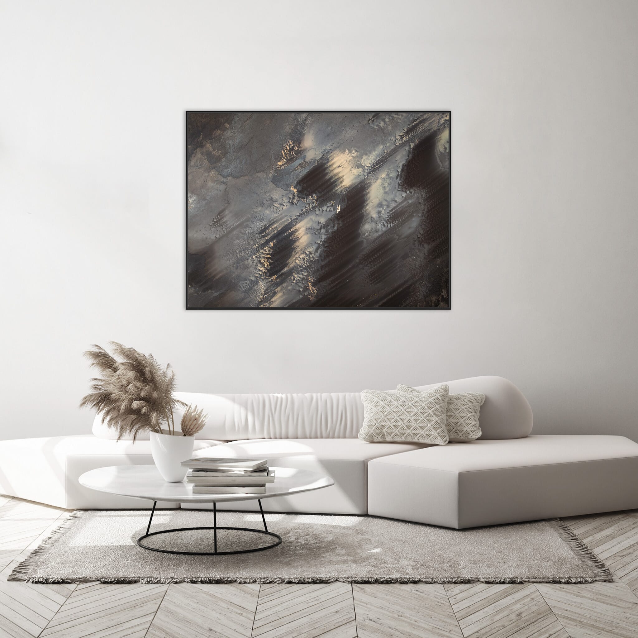 Modern room with framed landscape photography by Jan Erik Waider