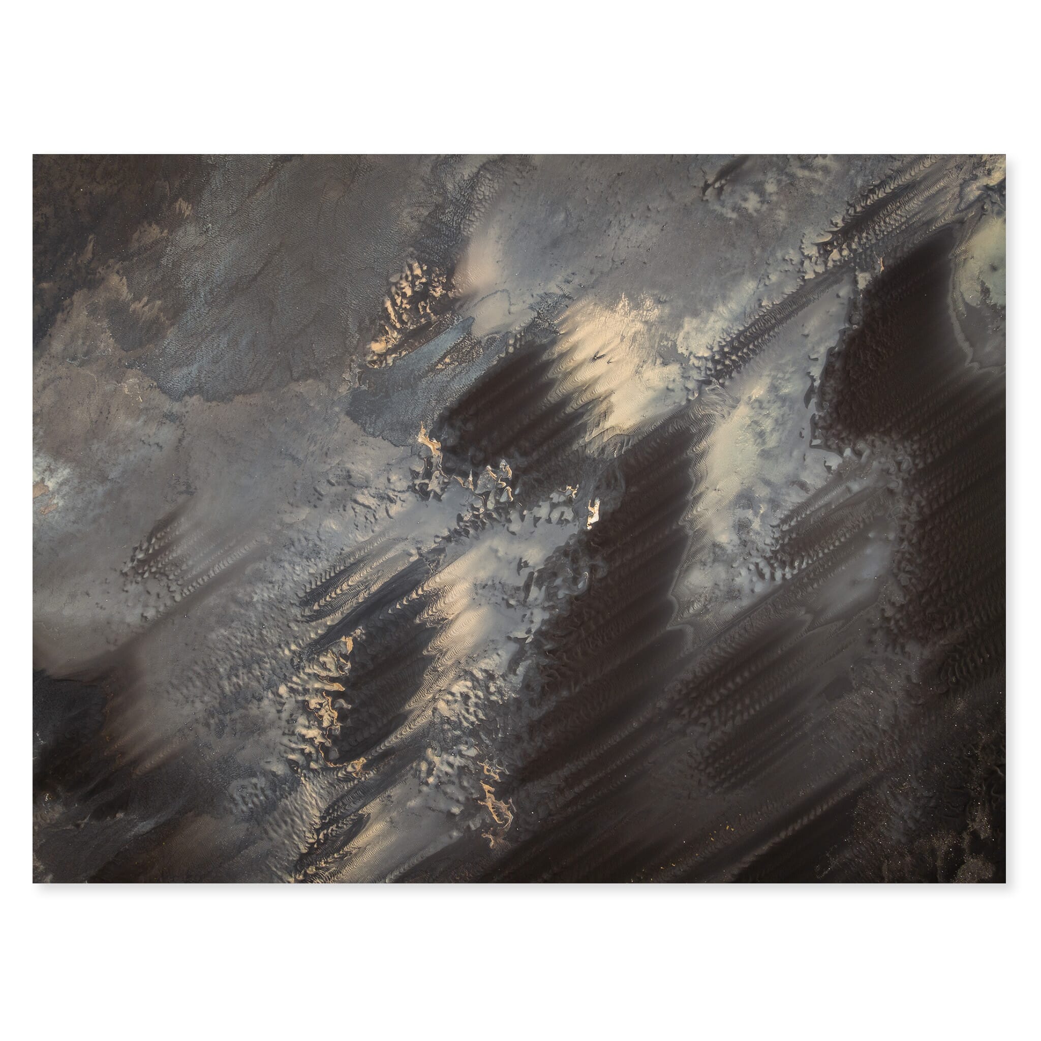 Fine art print of tidal sand patterns in Iceland shaped by receding water