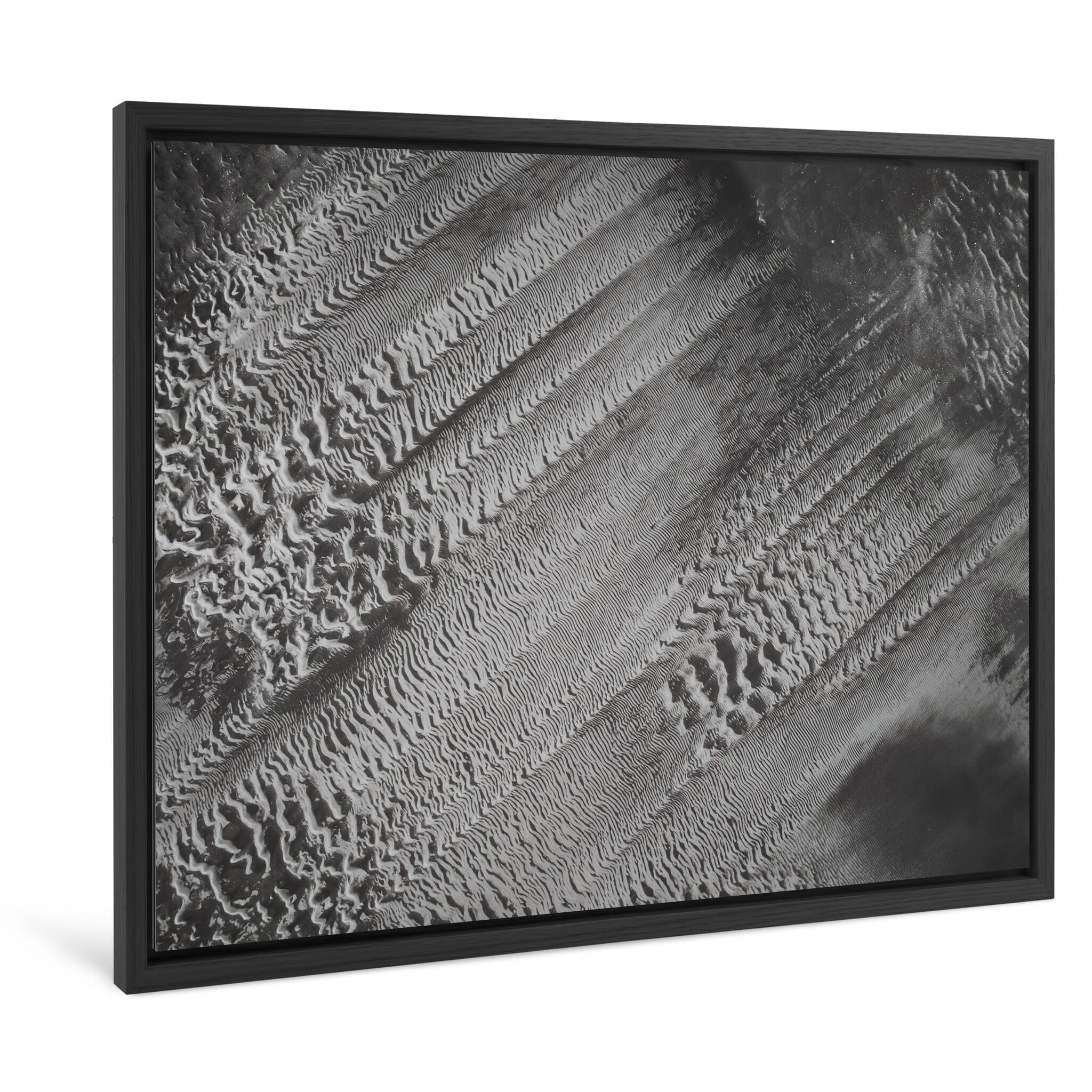 Framed photo print of ripple textures along Iceland’s coastal landscape
