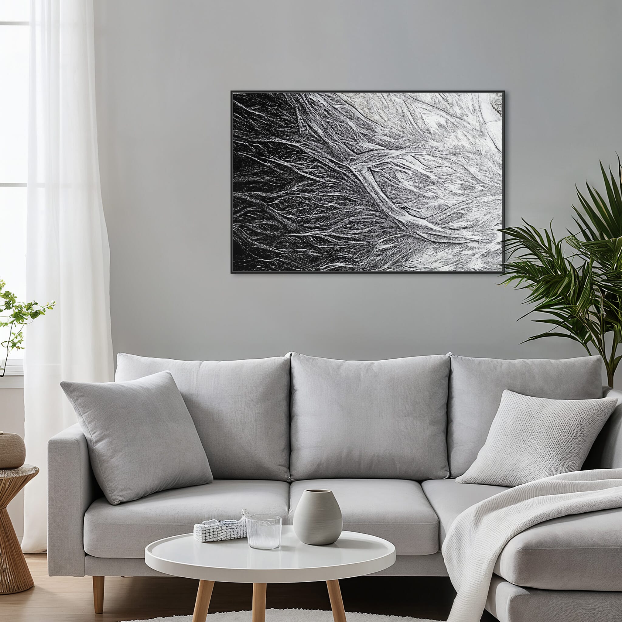 Modern room with framed landscape photography by Jan Erik Waider