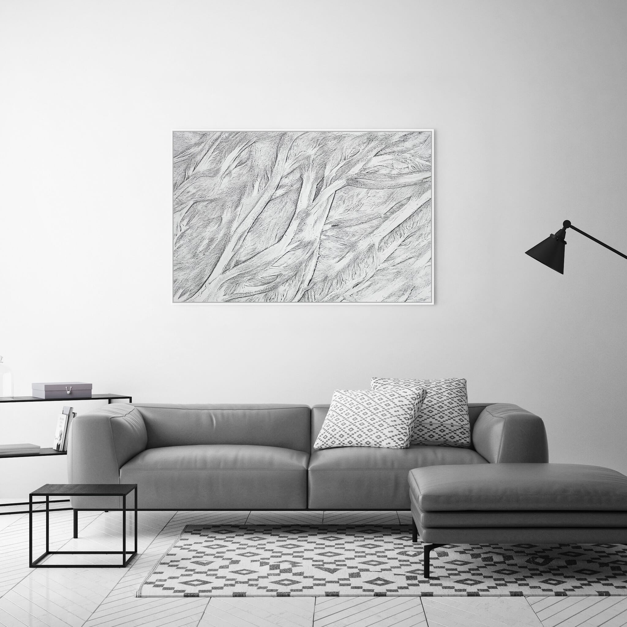 Modern room with framed landscape photography by Jan Erik Waider