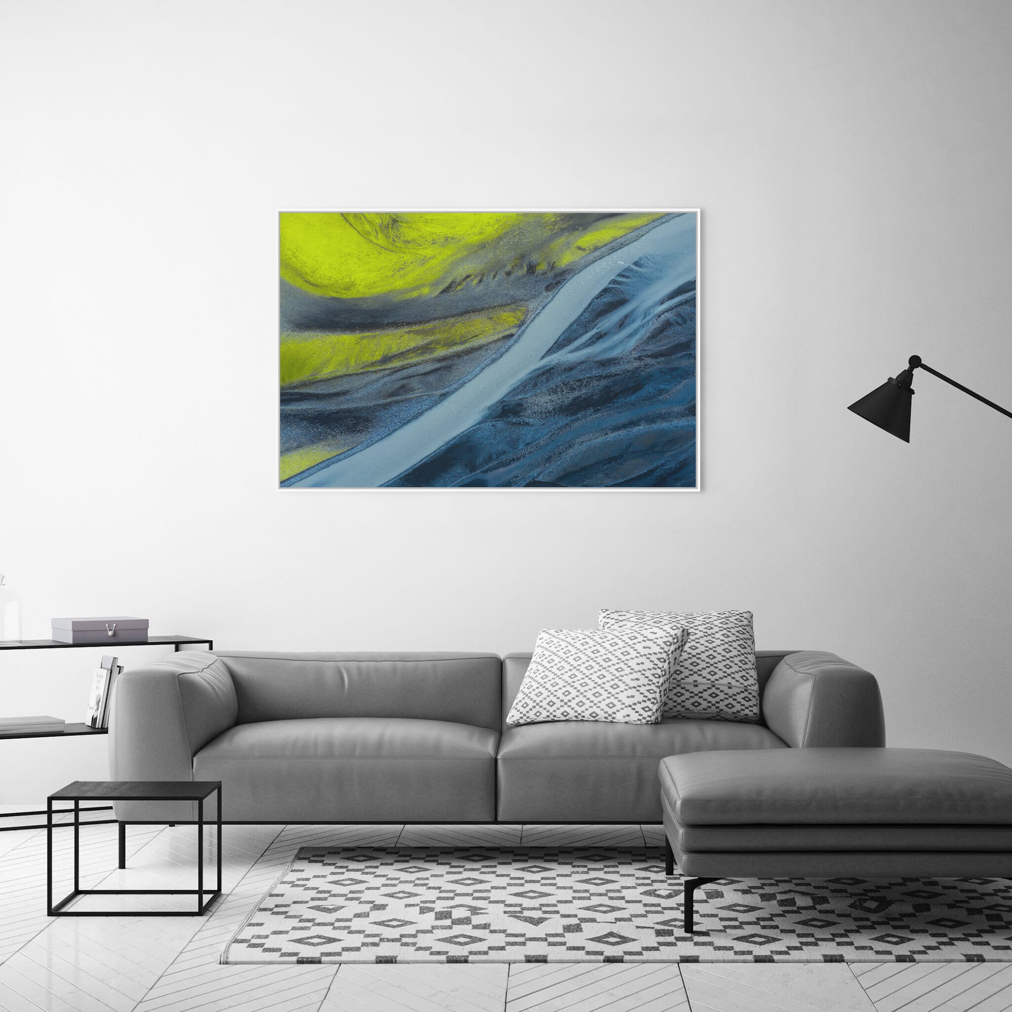 Modern room with framed landscape photography by Jan Erik Waider