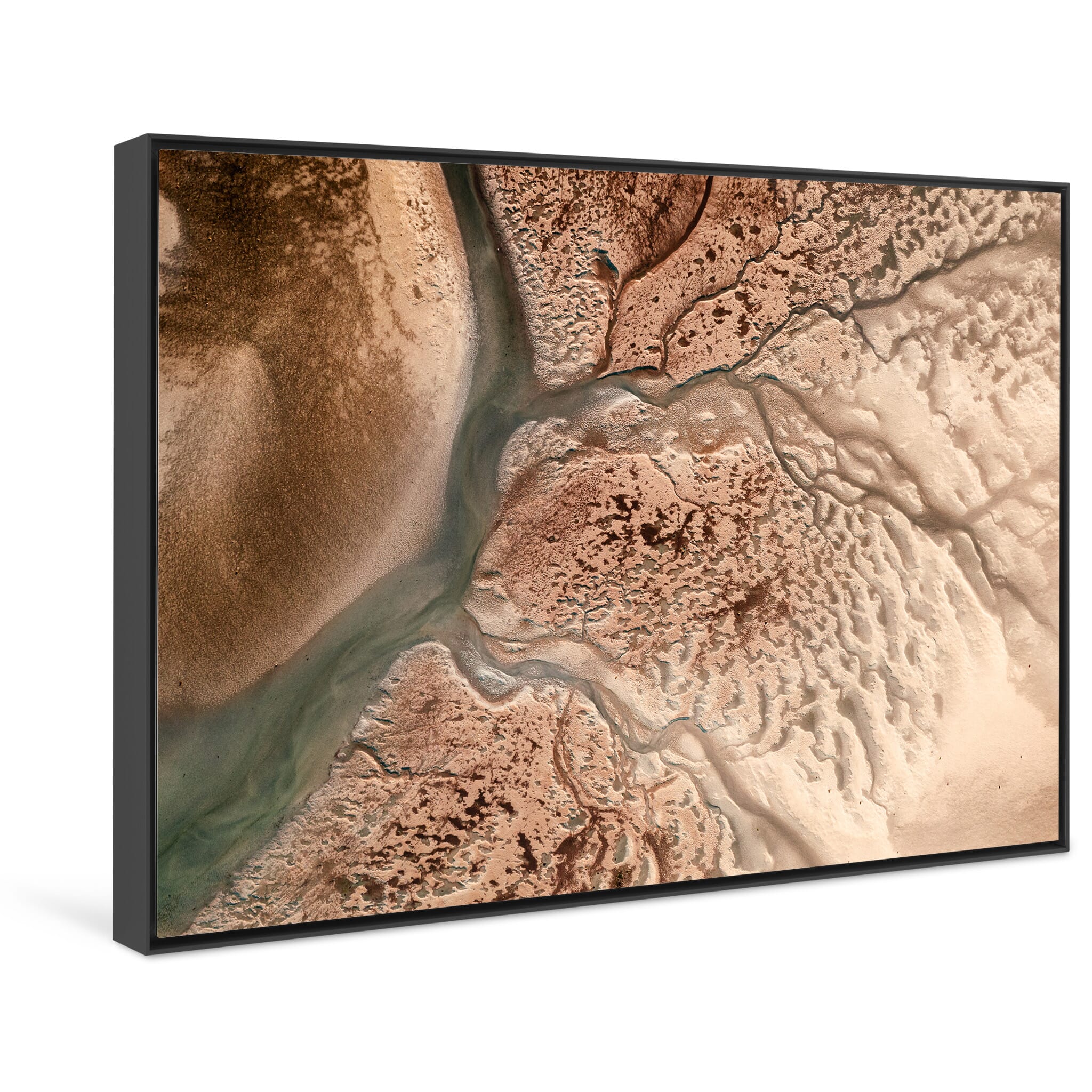 Framed photo print of organic lines left by retreating seasonal water