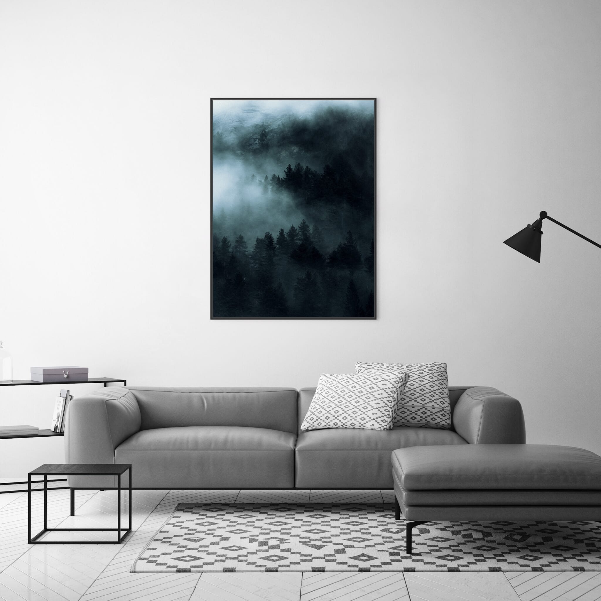 Modern room with framed landscape photography by Jan Erik Waider