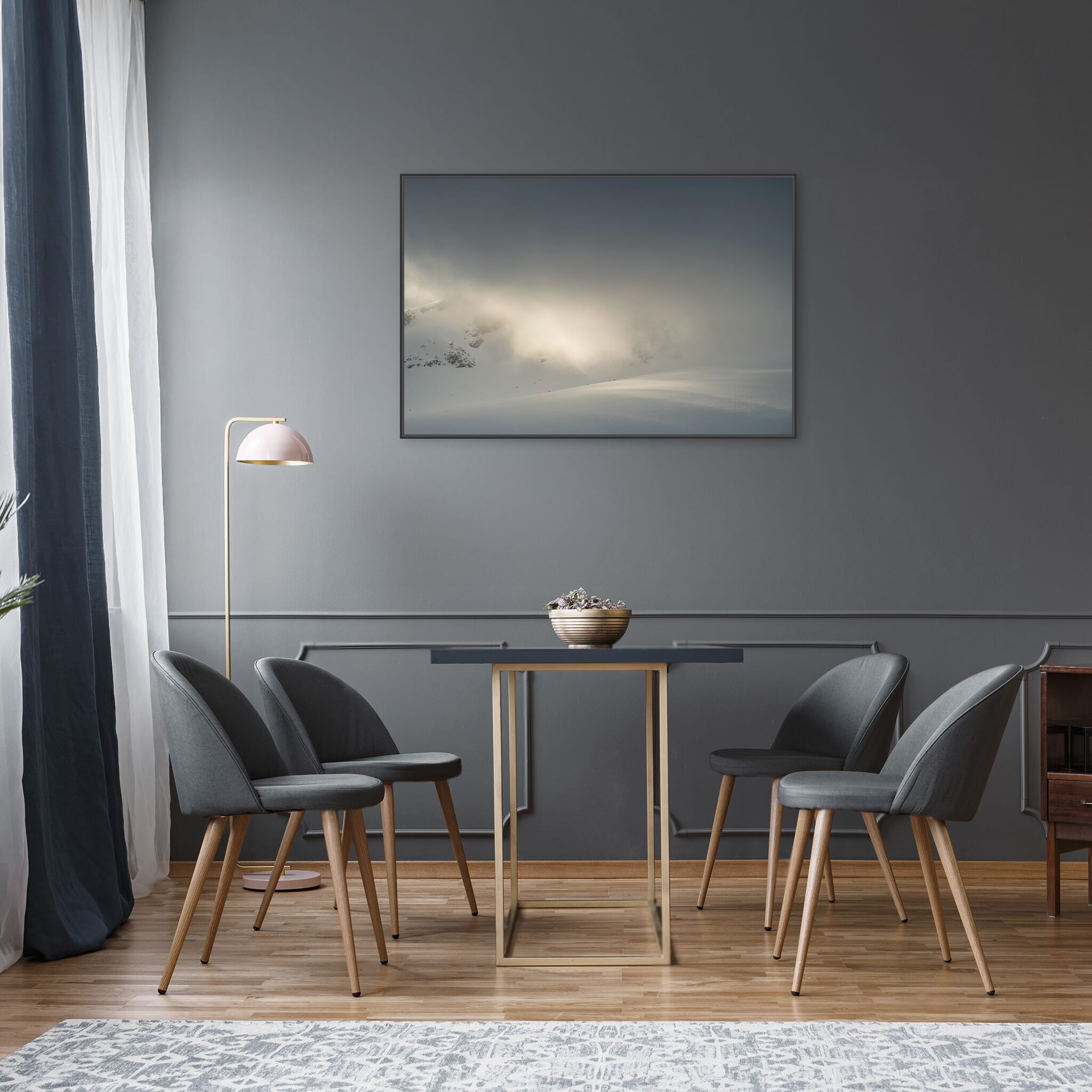 Modern room with framed landscape photography by Jan Erik Waider