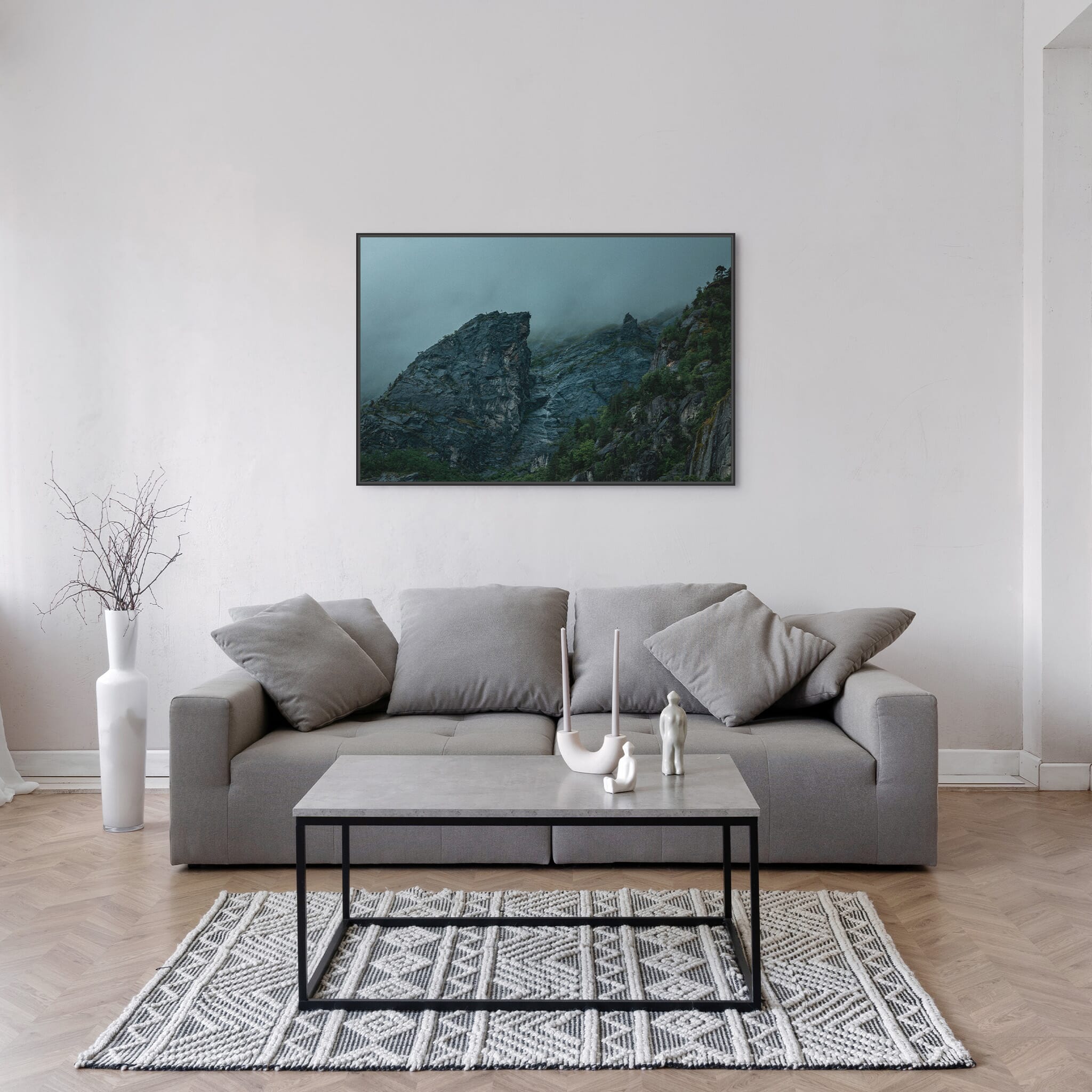 Modern room with framed landscape photography by Jan Erik Waider
