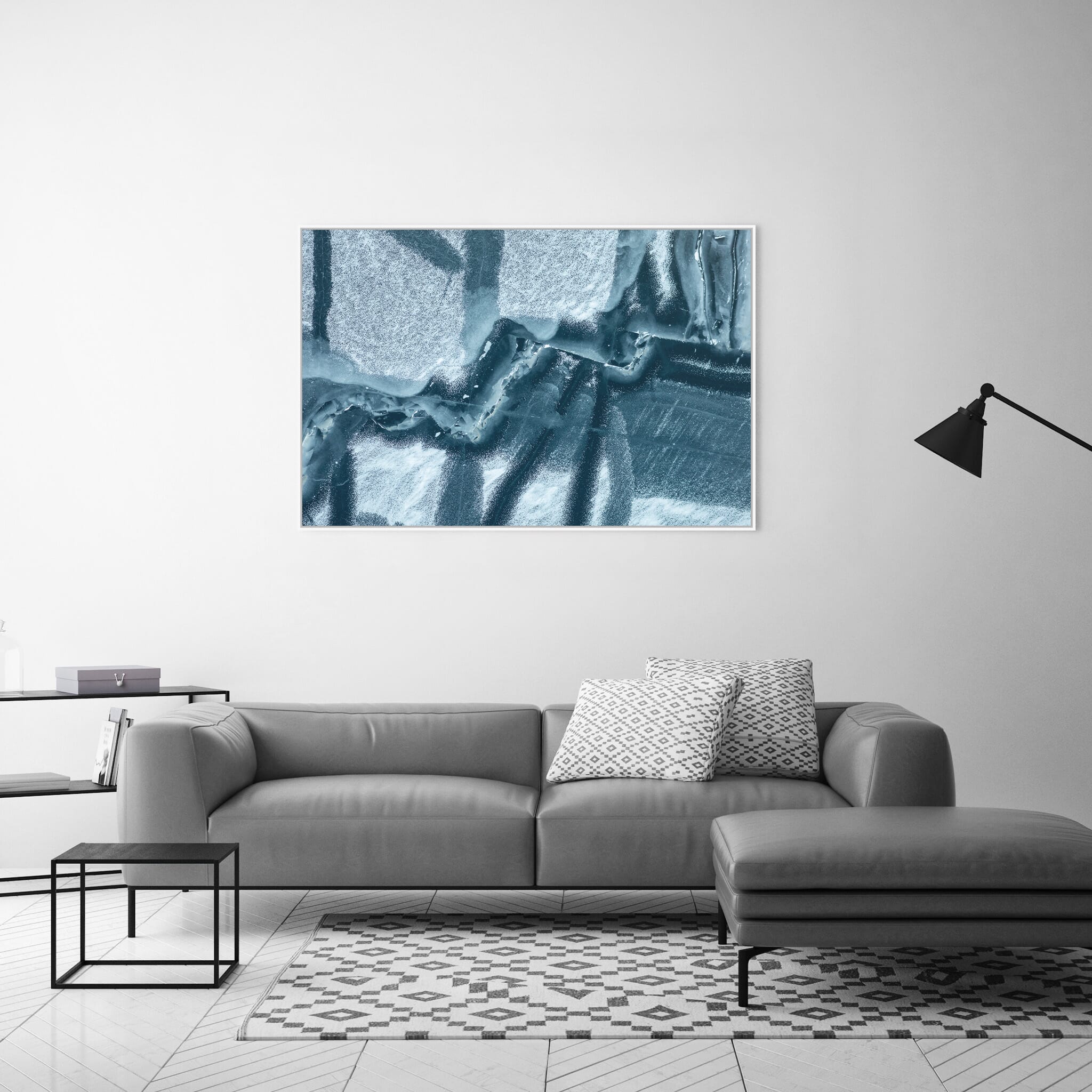 Modern room with framed landscape photography by Jan Erik Waider