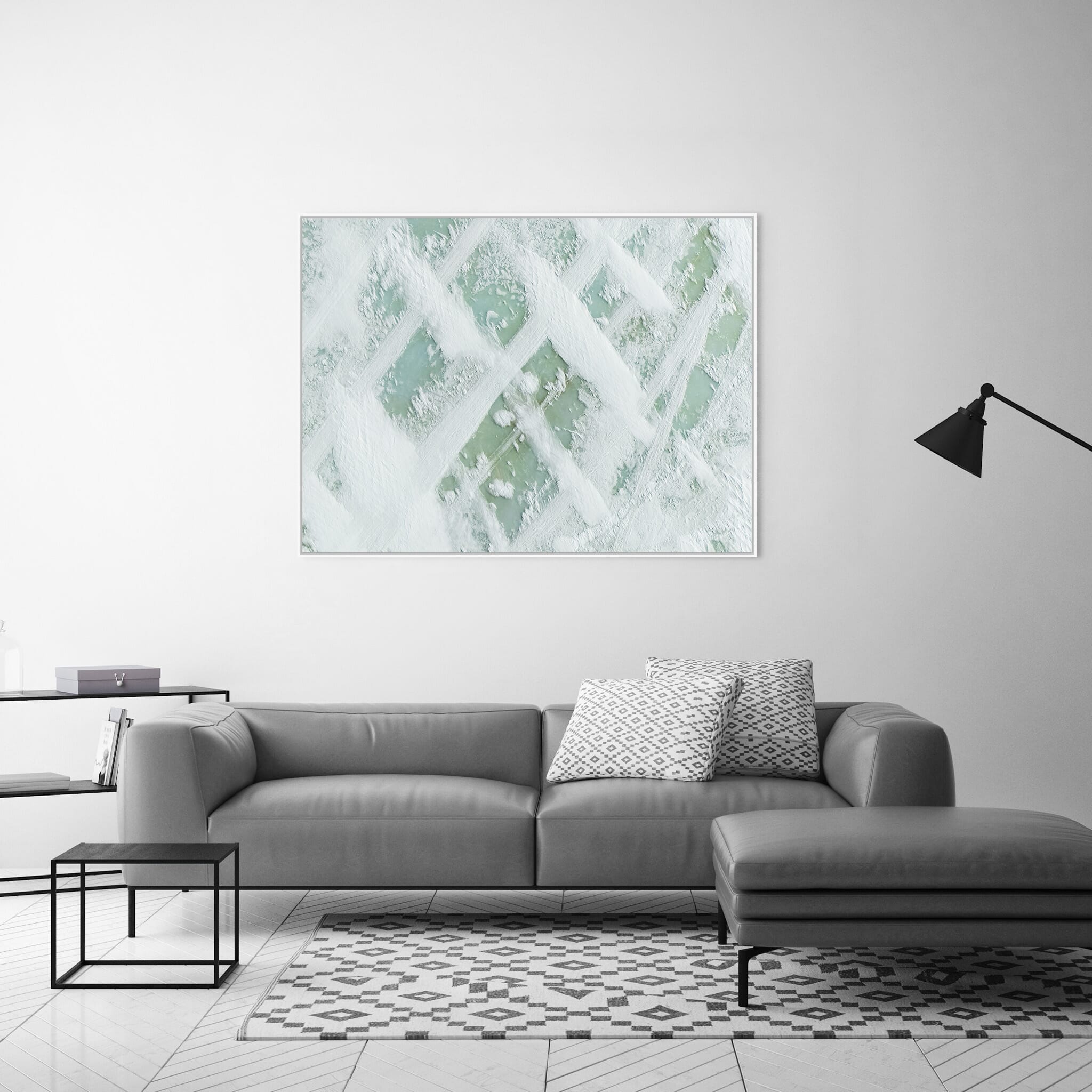 Modern room with framed landscape photography by Jan Erik Waider