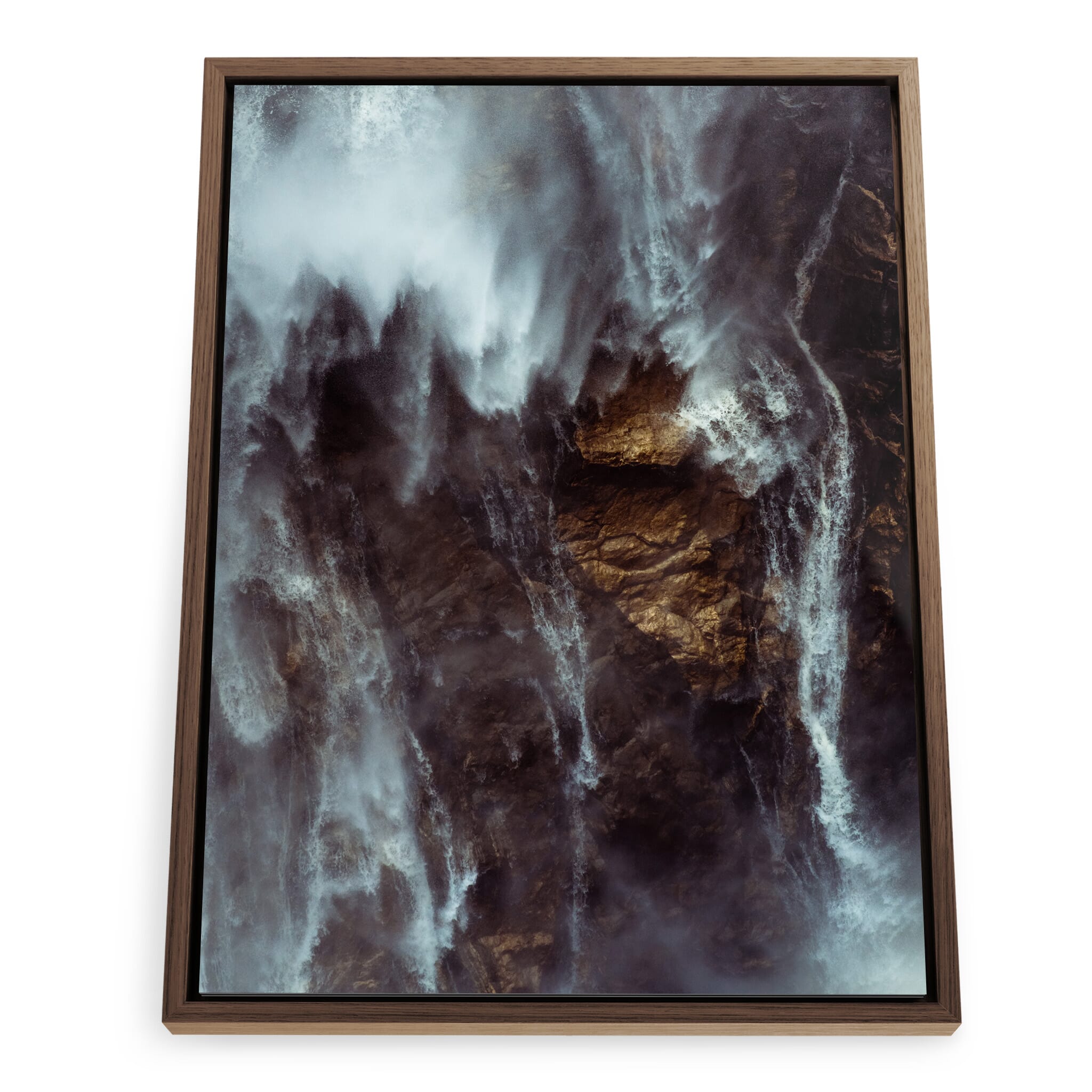 Framed photo print of steep rock walls shaped by flowing water