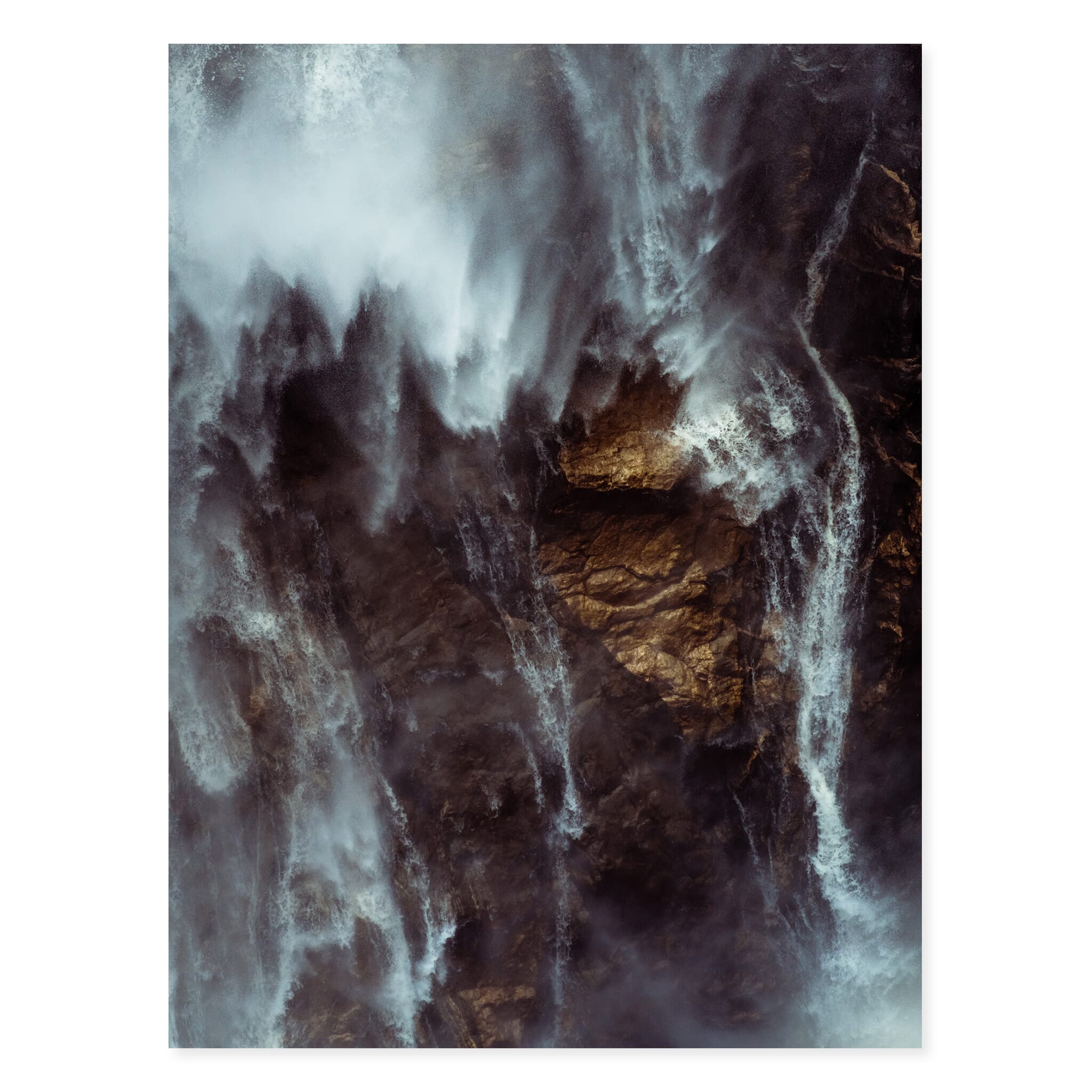 Fine art print of Vøringfossen waterfall plunging into a deep chasm in Norway