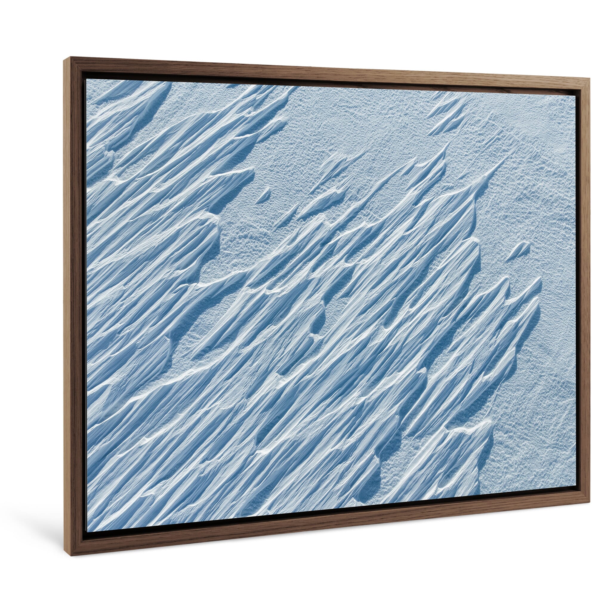 Framed photo print of delicate frozen formations in high alpine terrain