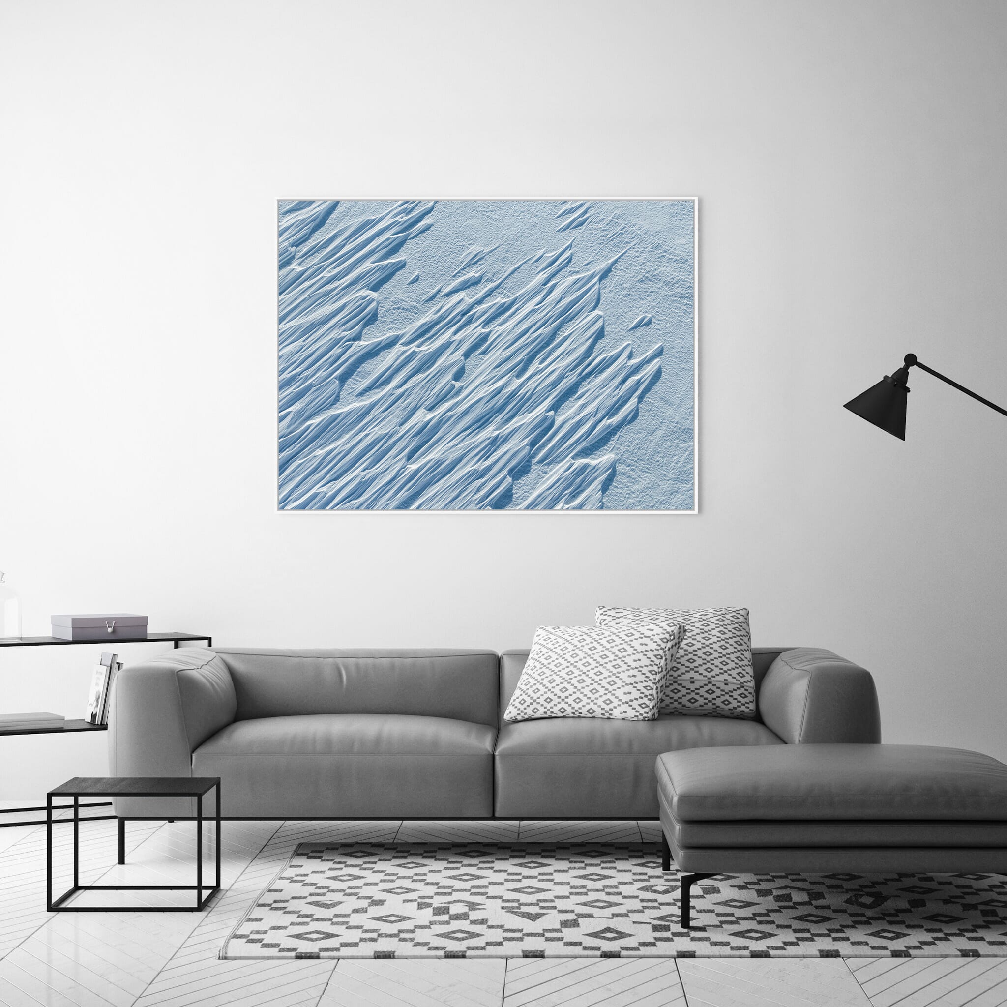 Modern room with framed landscape photography by Jan Erik Waider