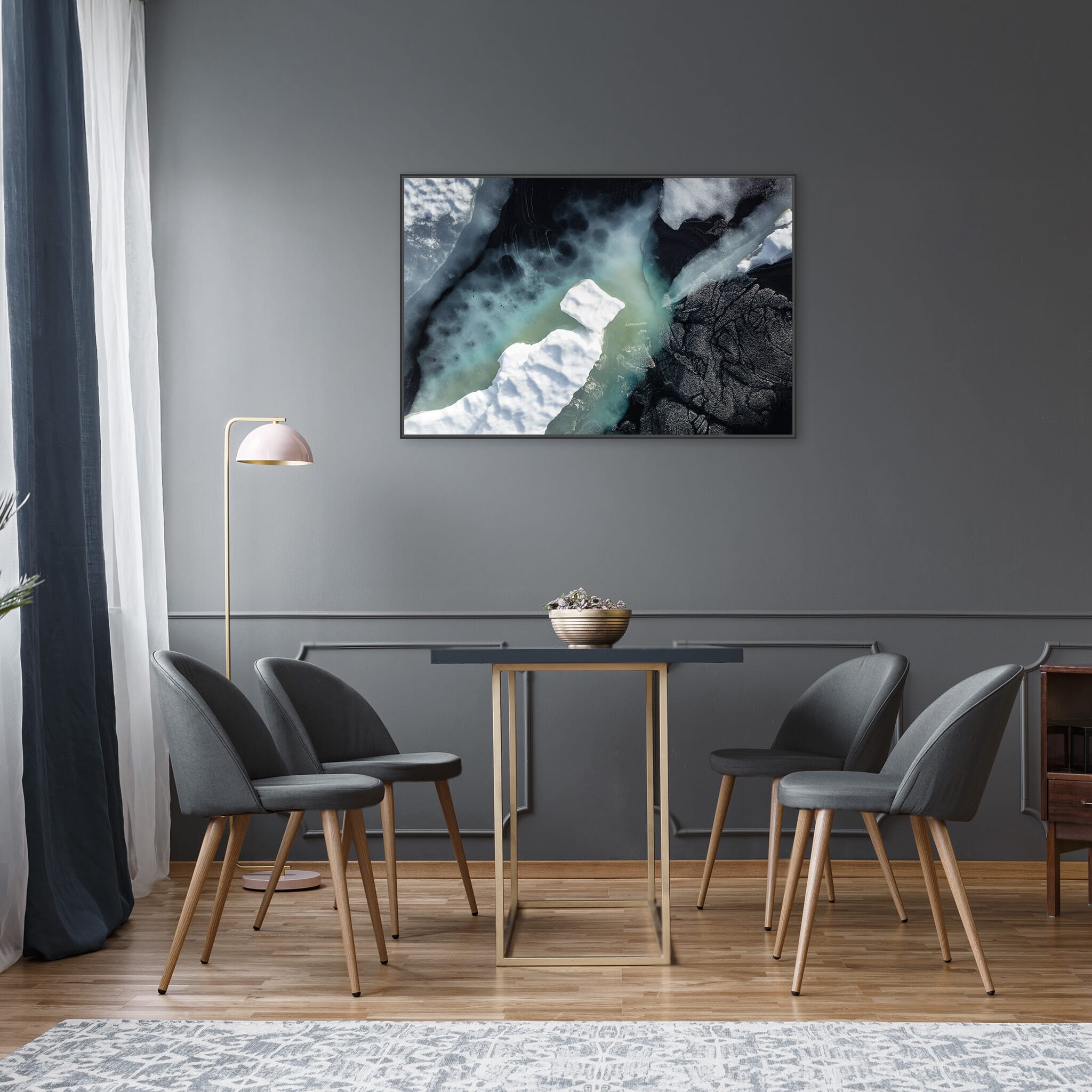 Modern room with framed landscape photography by Jan Erik Waider
